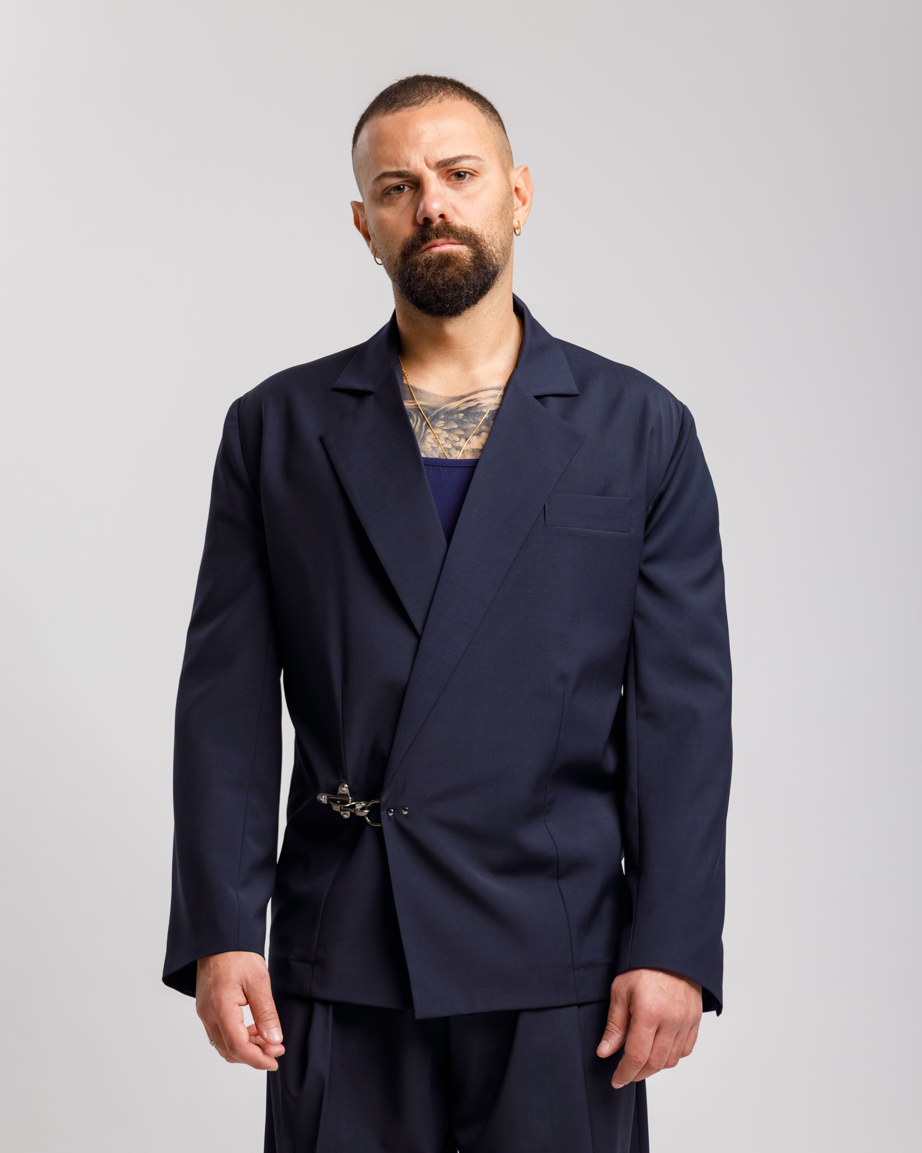 Giacca Crop Con Gancio - Ma1052 Blu