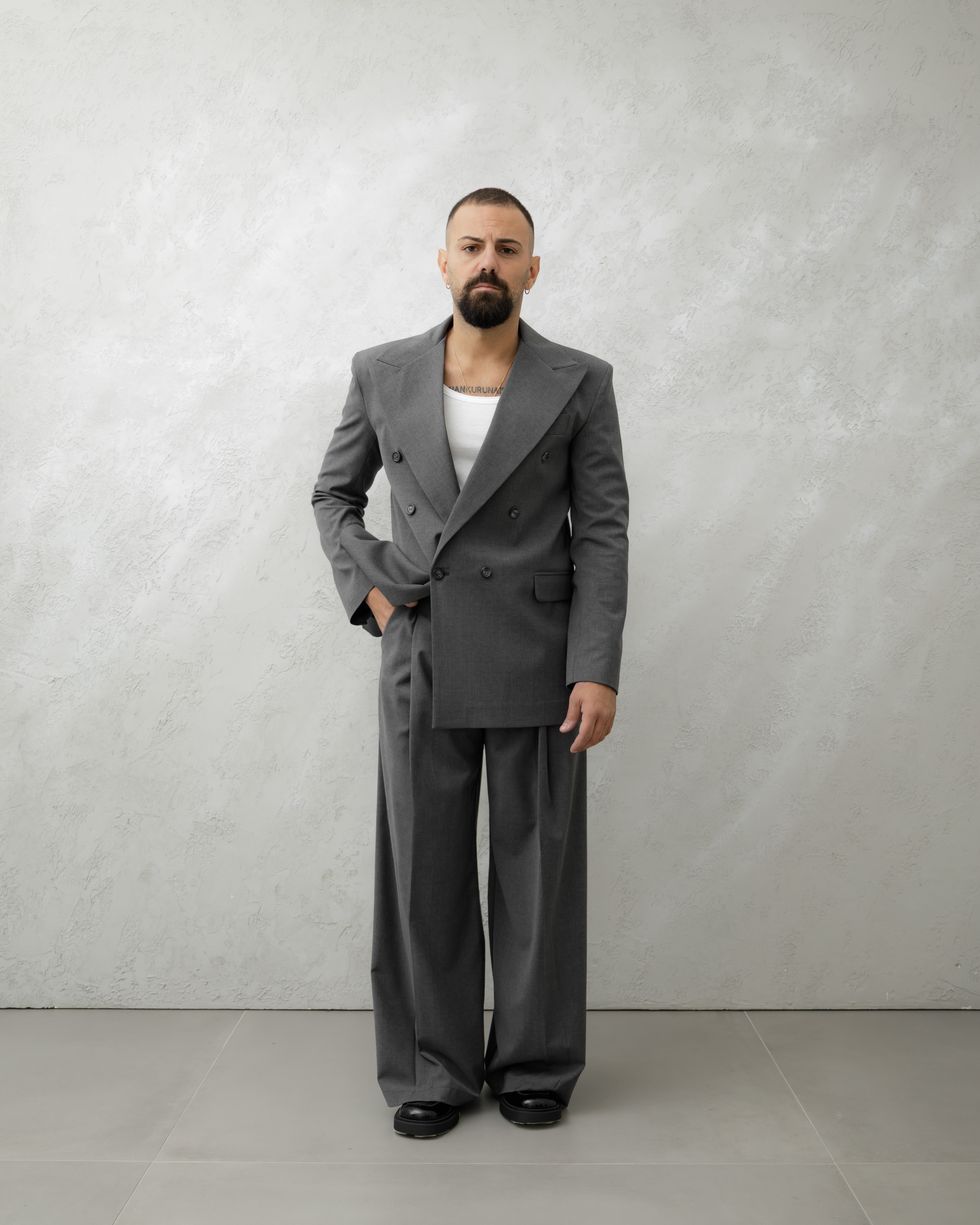 PANTALONI WIDE FIT MA1031 GRIGIO