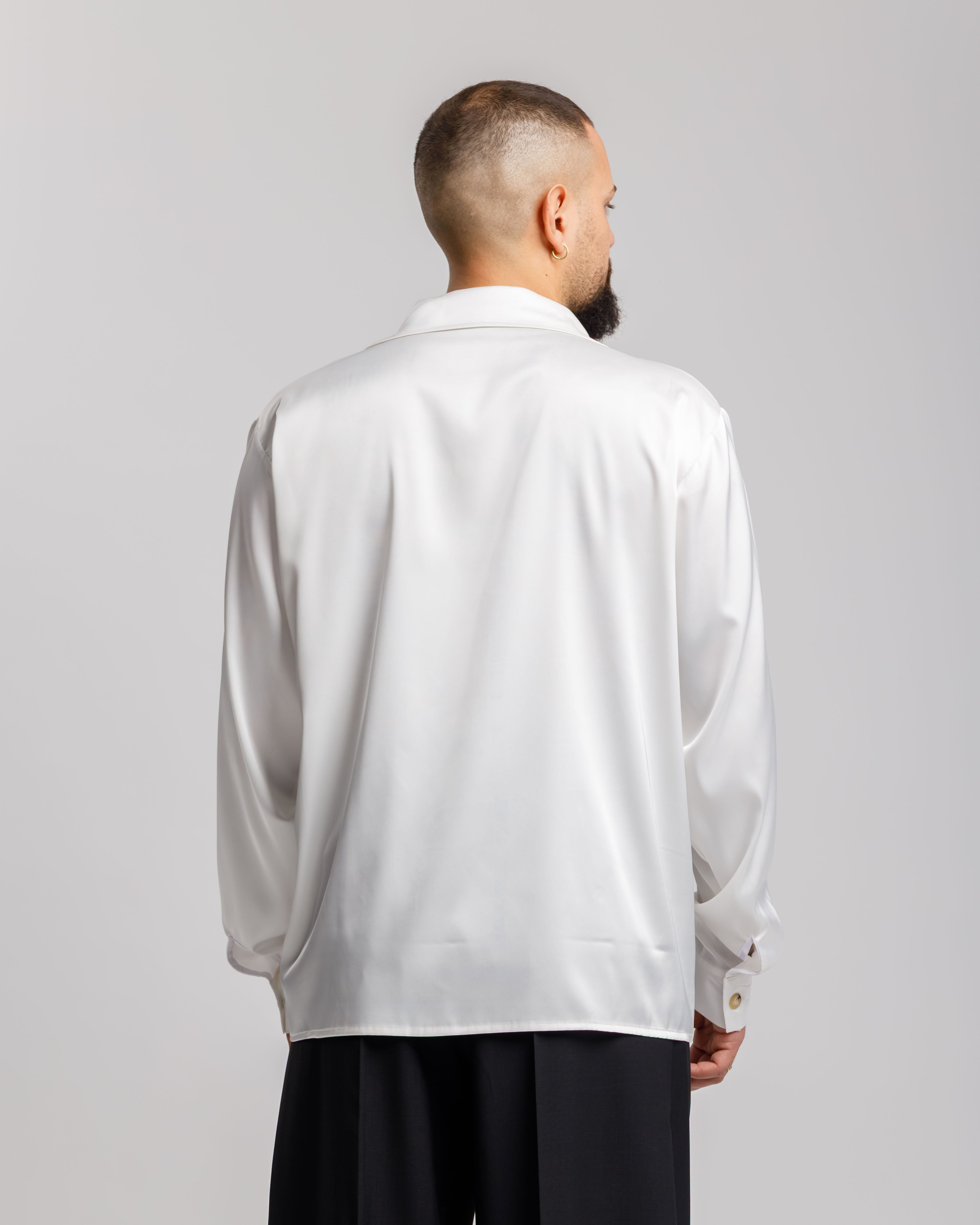 Camicia In Raso Con Rever Ampio - Ma1049 Bianca