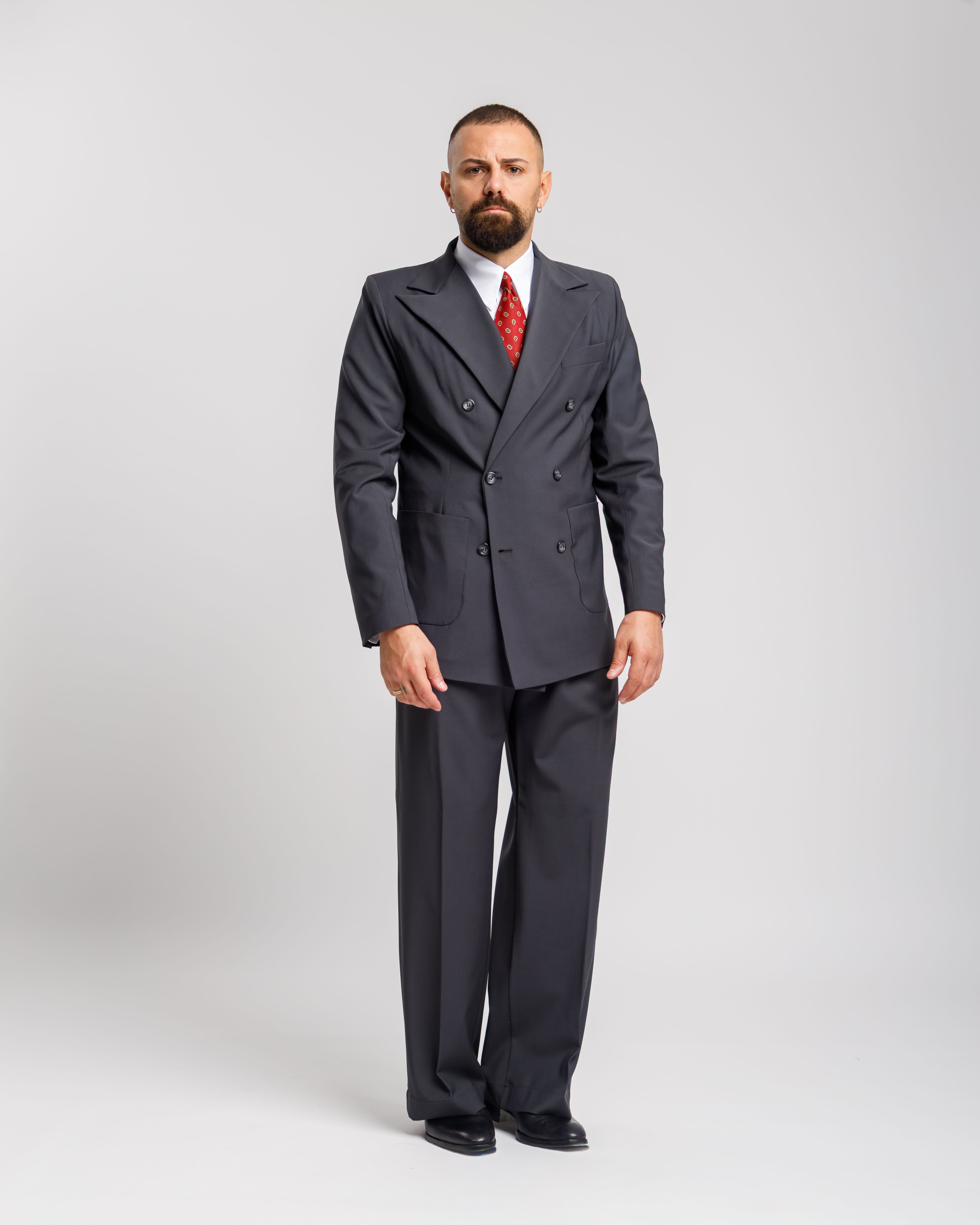 Pantaloni Palazzo Con Fibbie - Ma1051 Grigio Piombo