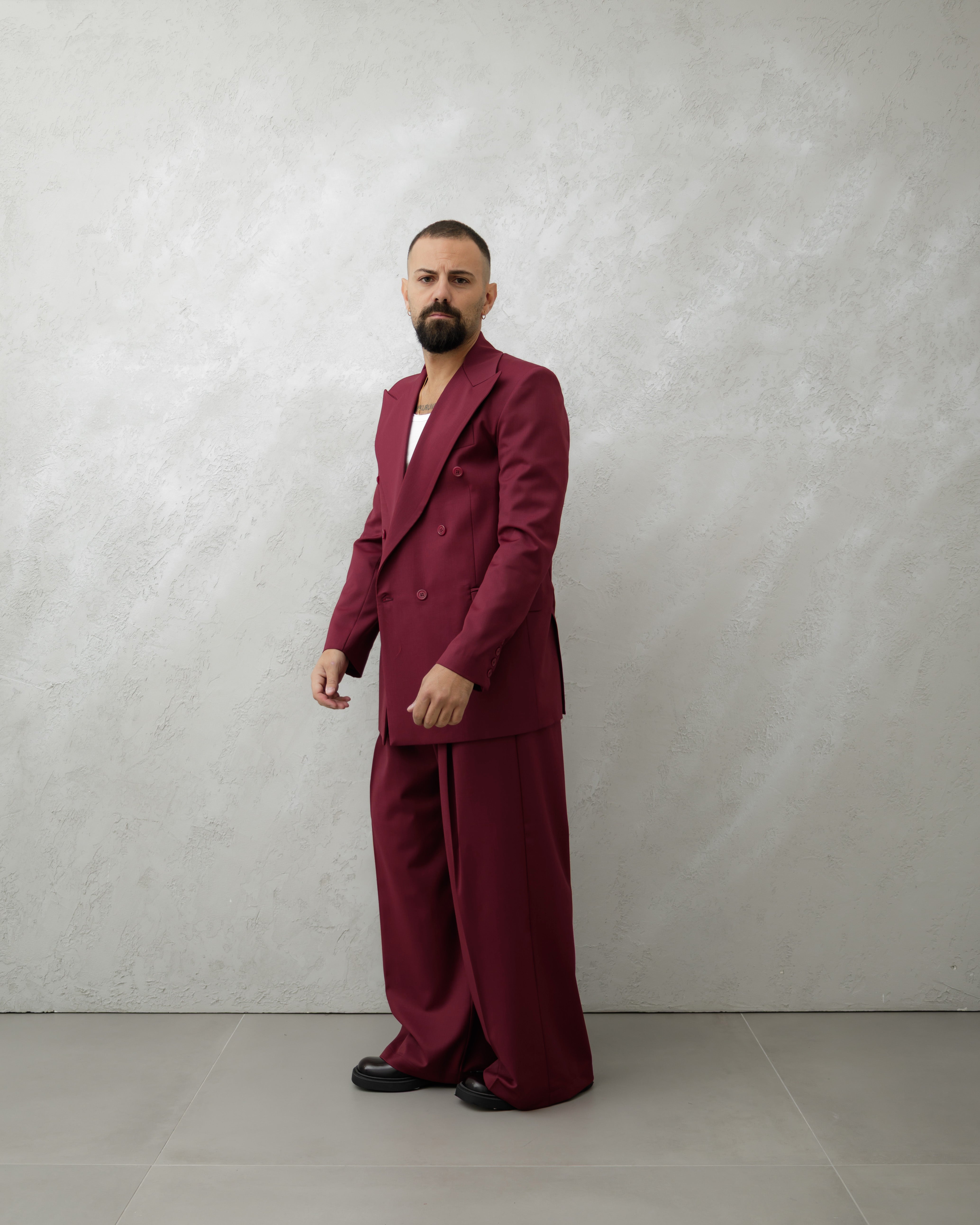 PANTALONI WIDE FIT MA1031 BORDEAUX