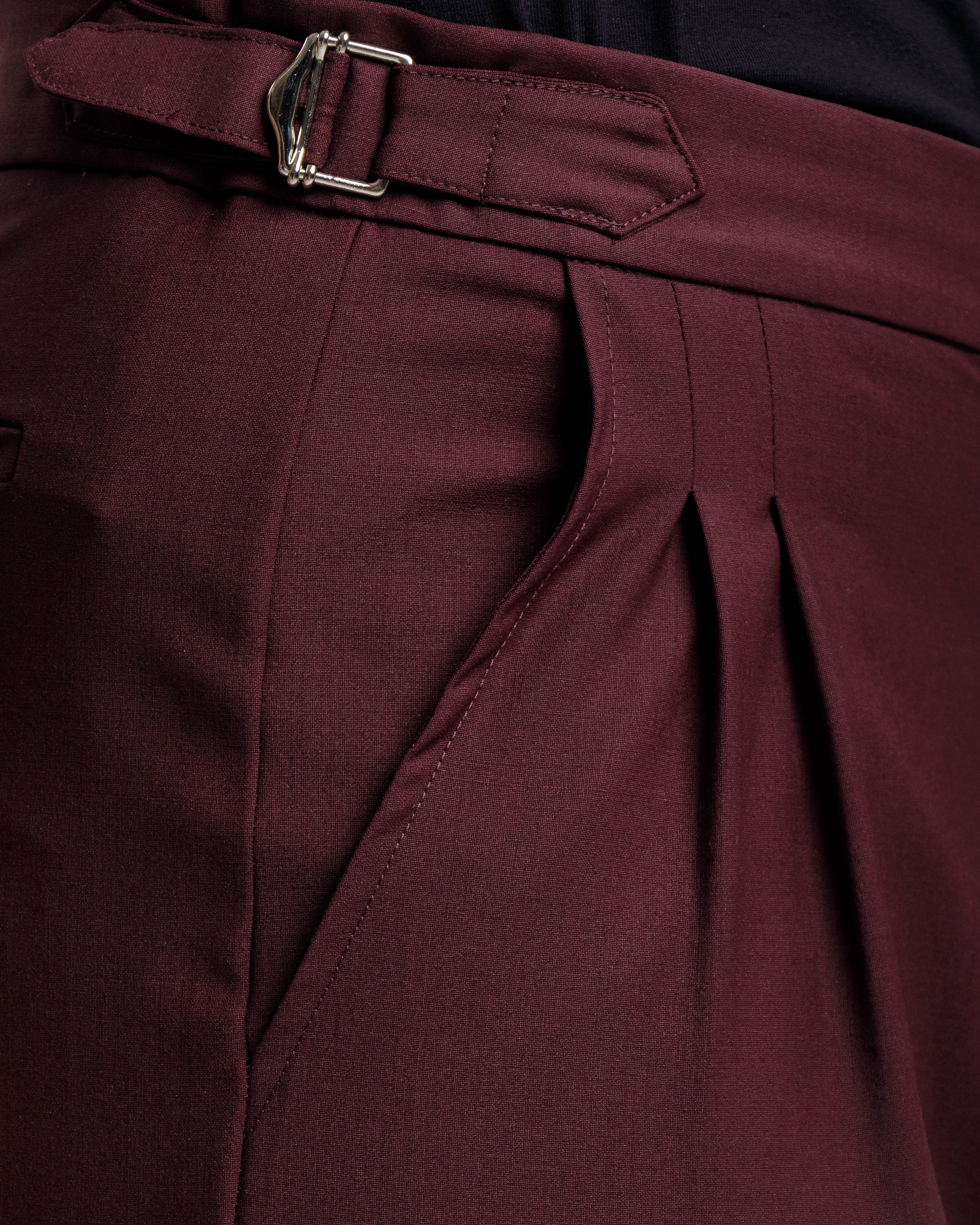 Pantaloni Palazzo Con Fibbie - Ma1051 Prugna
