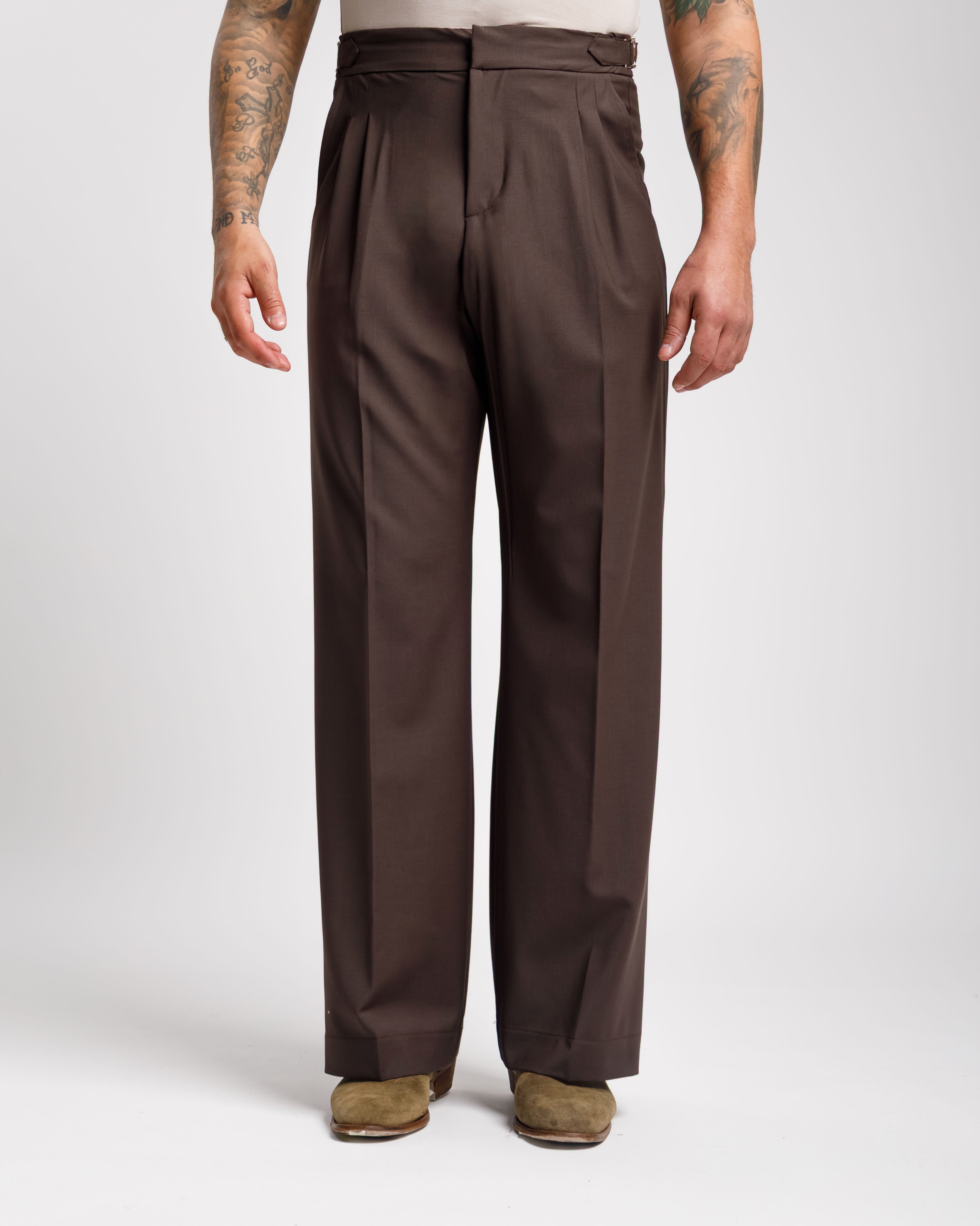 Pantaloni Palazzo Con Fibbie - Ma1051 Testa Di Moro