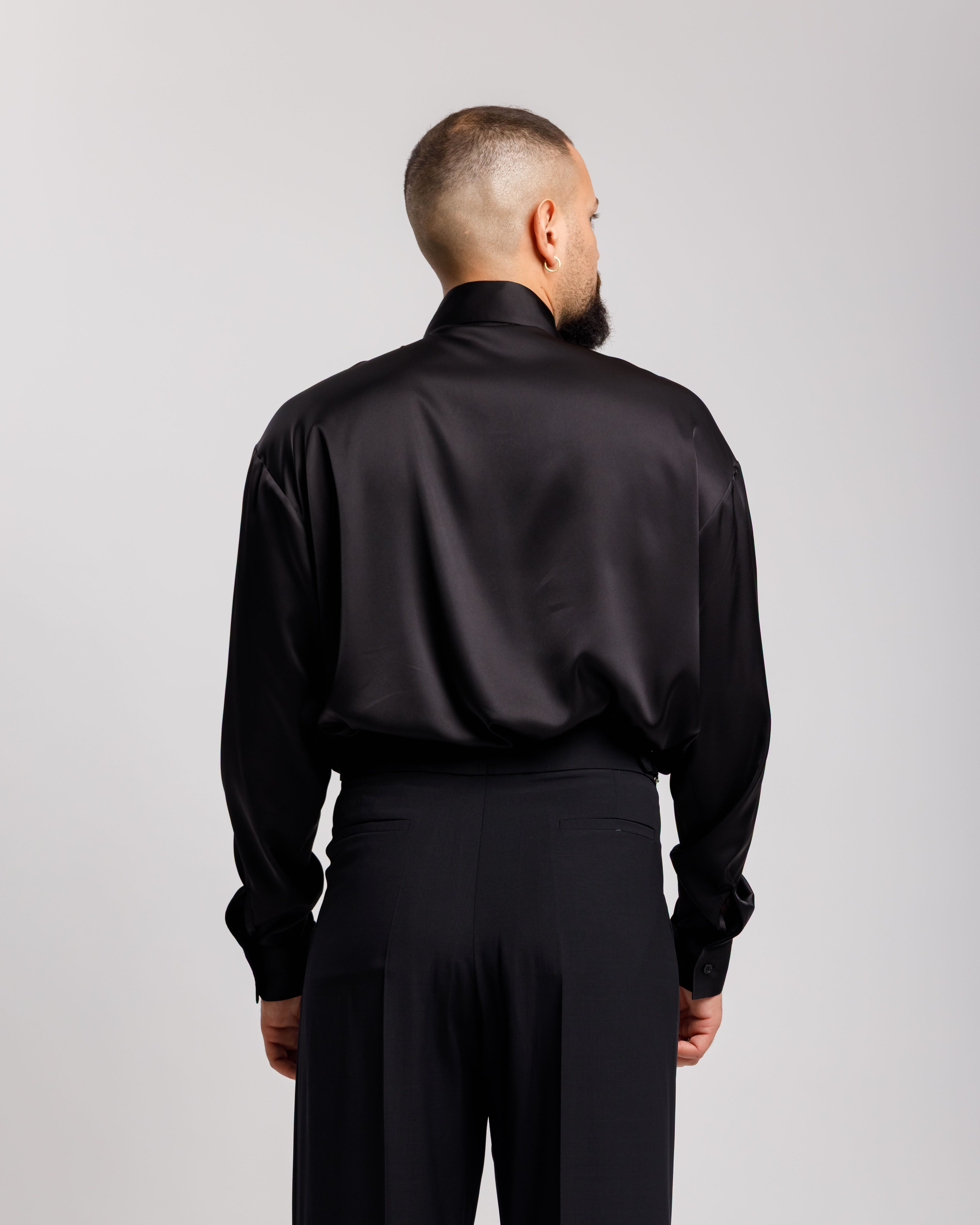 Camicia In Raso Con Rever A Punta - Ma1054 Nera