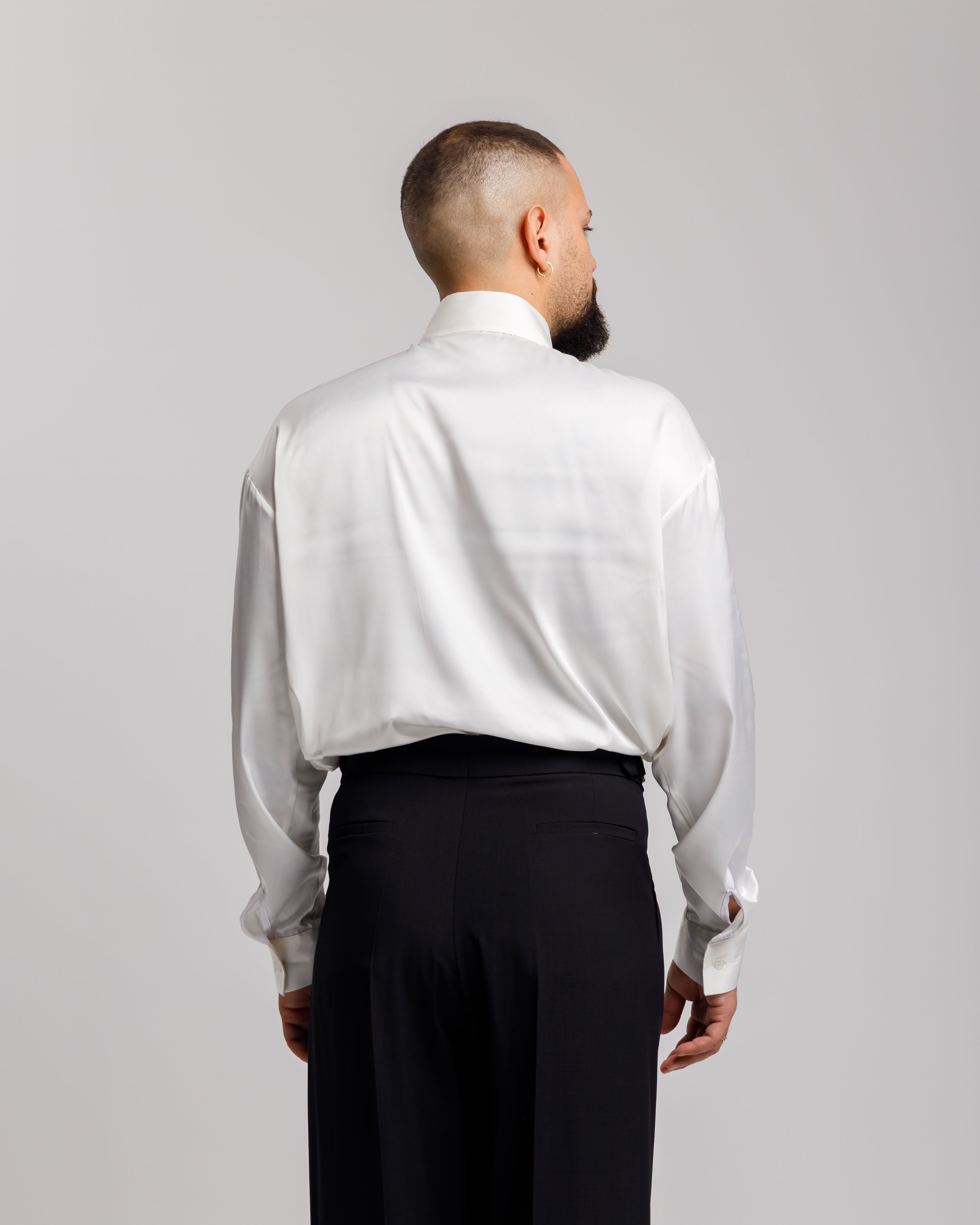 Camicia In Raso Con Rever A Punta - Ma1054 Bianca
