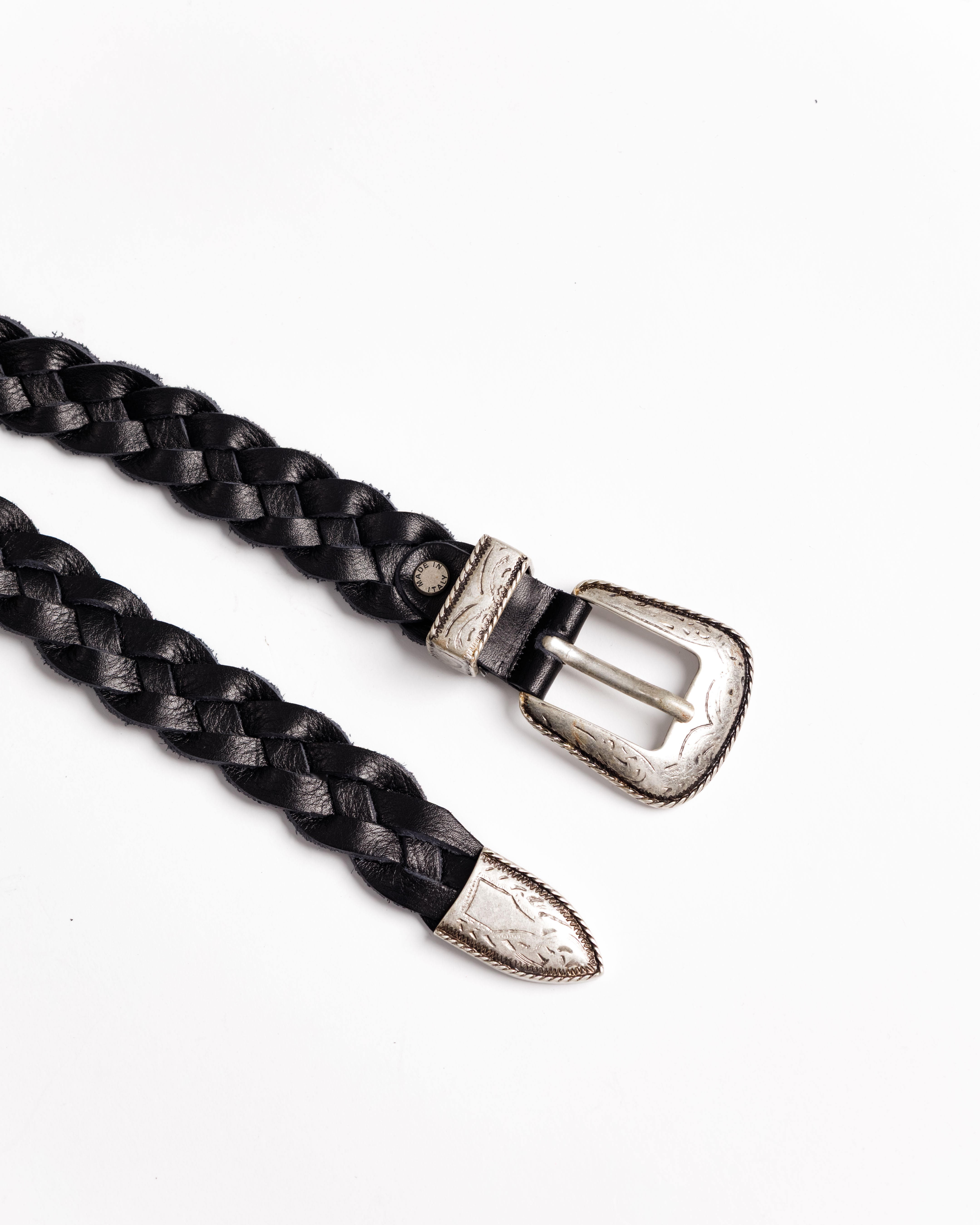 Cintura In Pelle Intrecciata - 2313/25 Nera