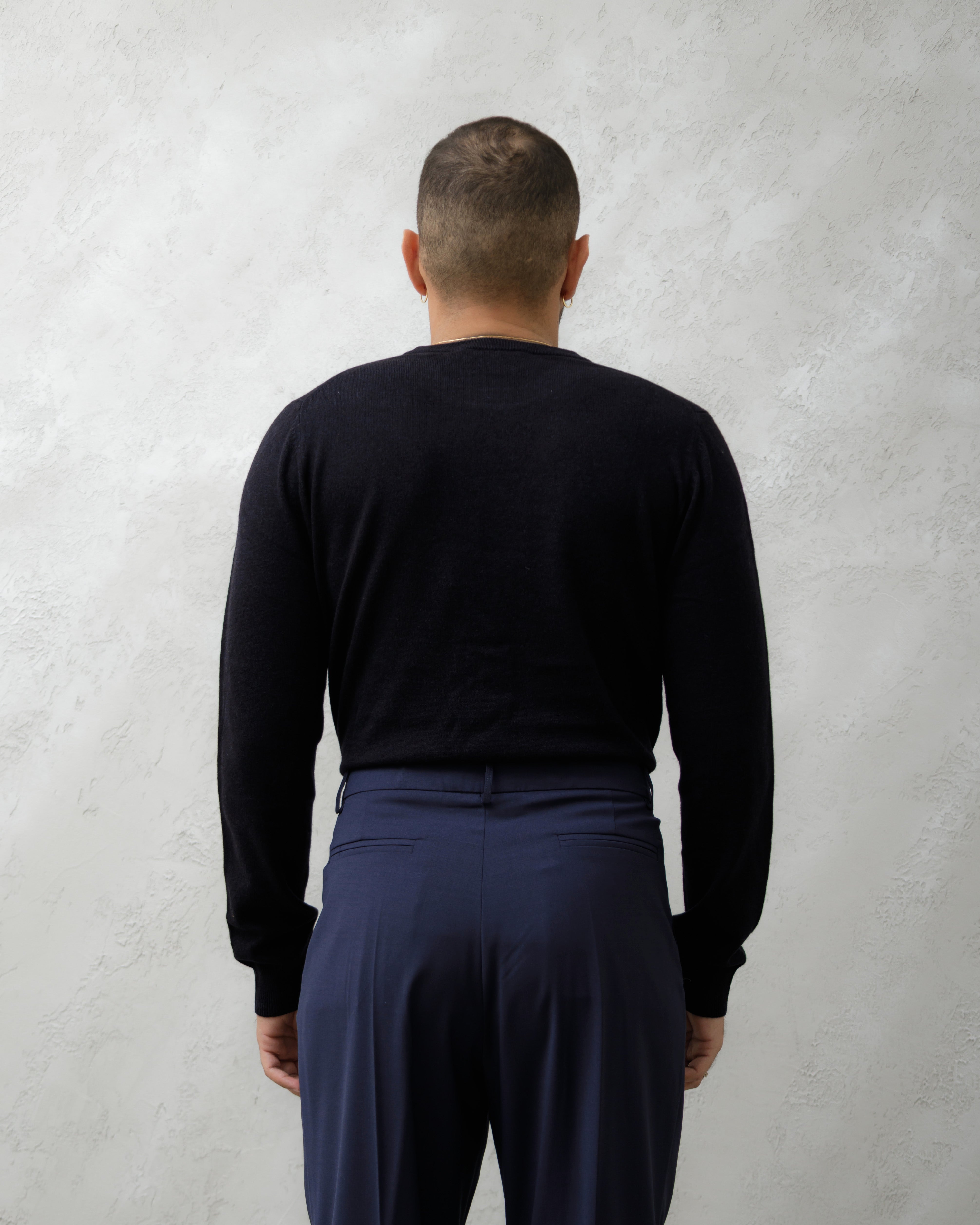 MAGLIONE IN LANA GIROCOLLO - WW2017 Blu navy