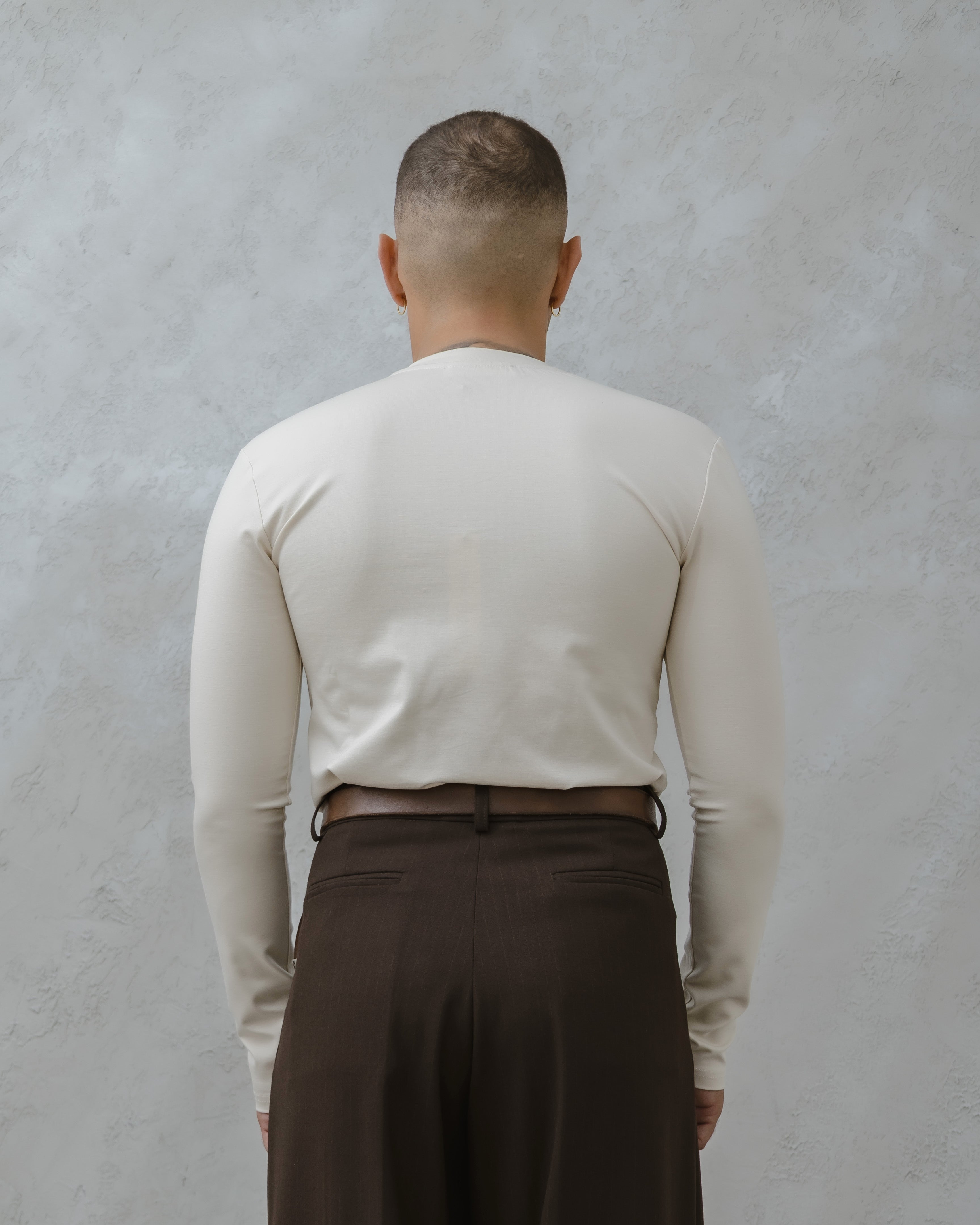 T-SHIRT PUNTO MILANO SCOLLO A V- MA1011PM Beige