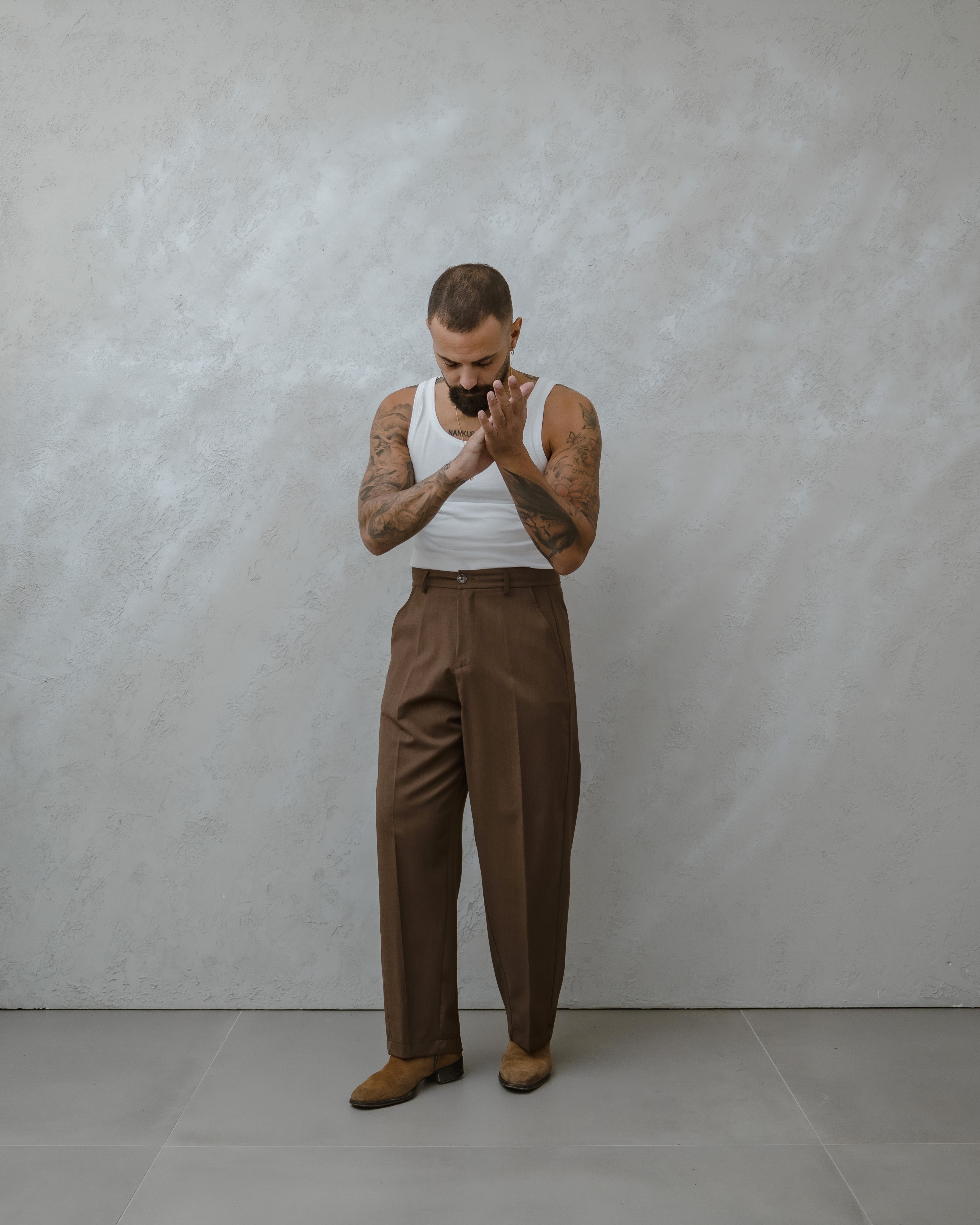 PANTALONI BALLON-MA1013 MARRONE