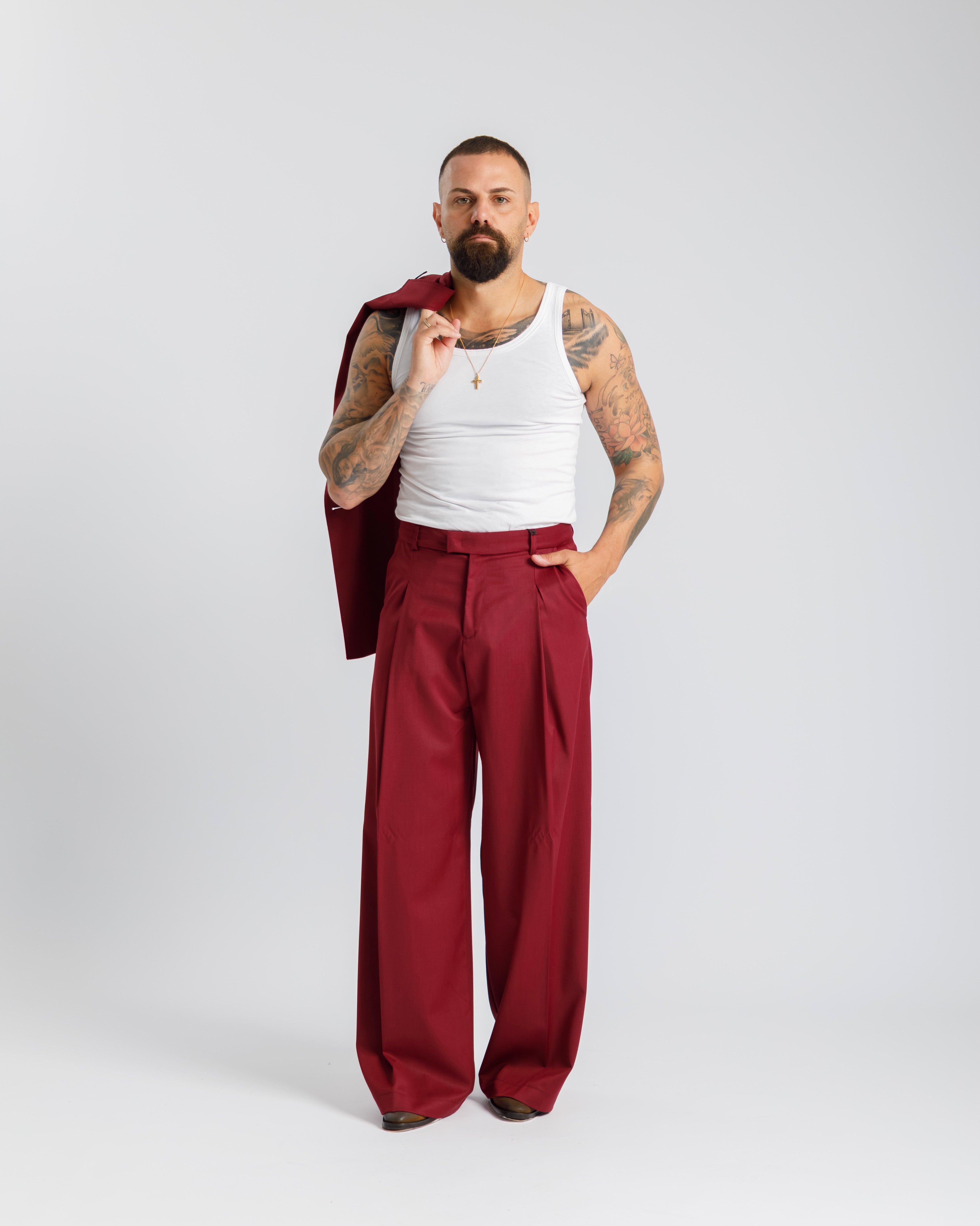 Pantaloni Wide Fit Ma1031 Bordeaux