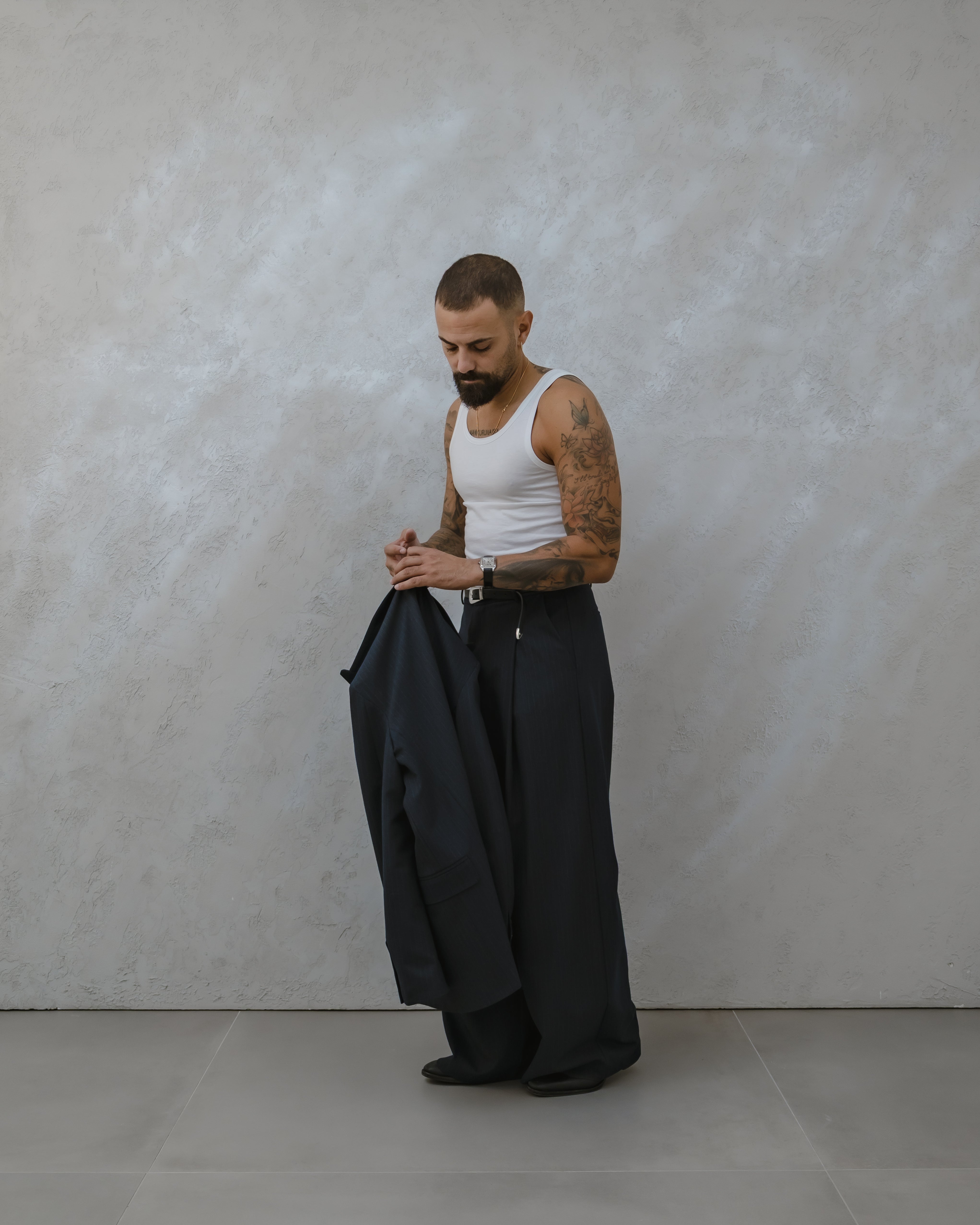 PANTALONE FONDO LARGO IN LANA - MA1024 BLU