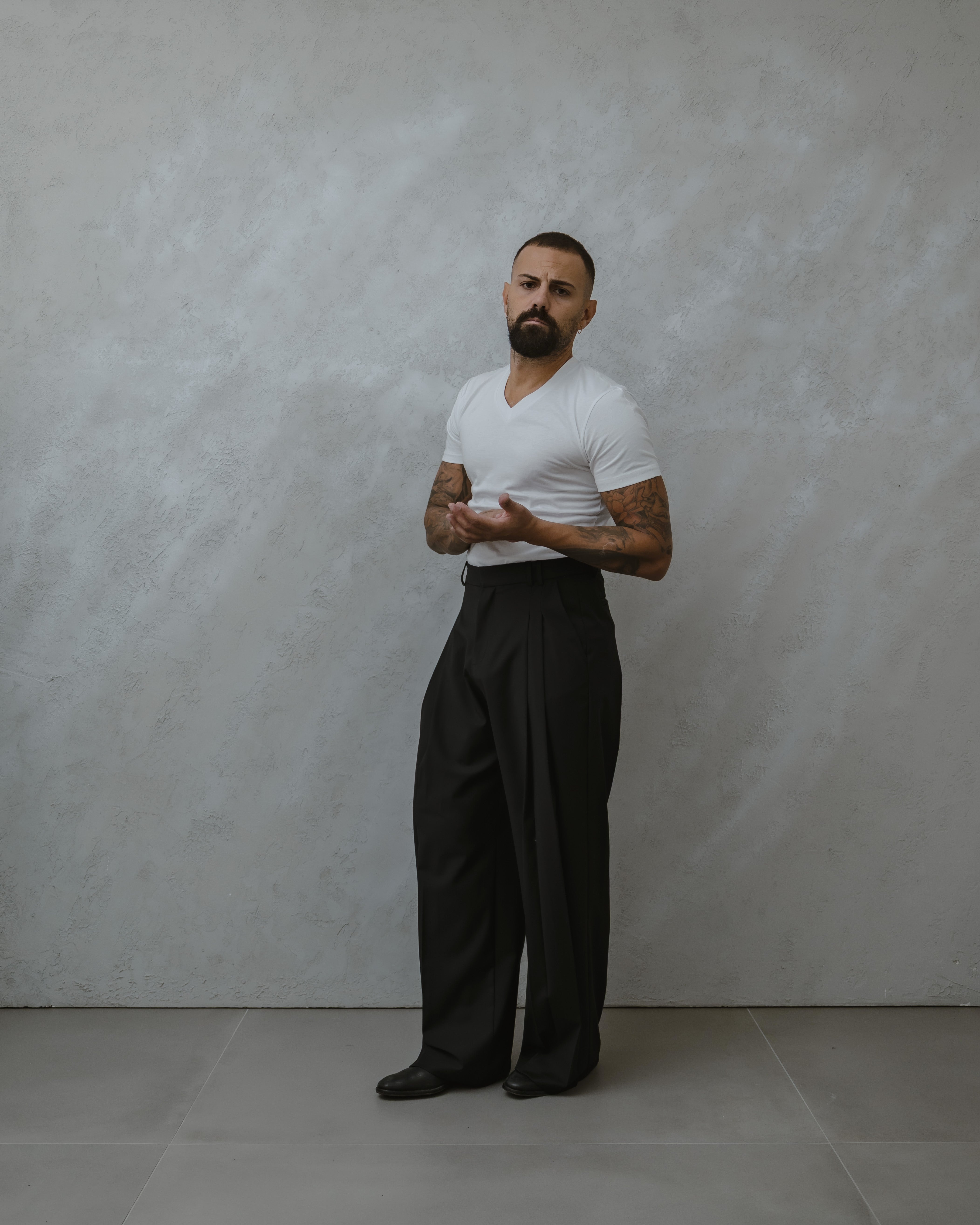 T-SHIRT SCOLLO "V"-MA1011 Bianco