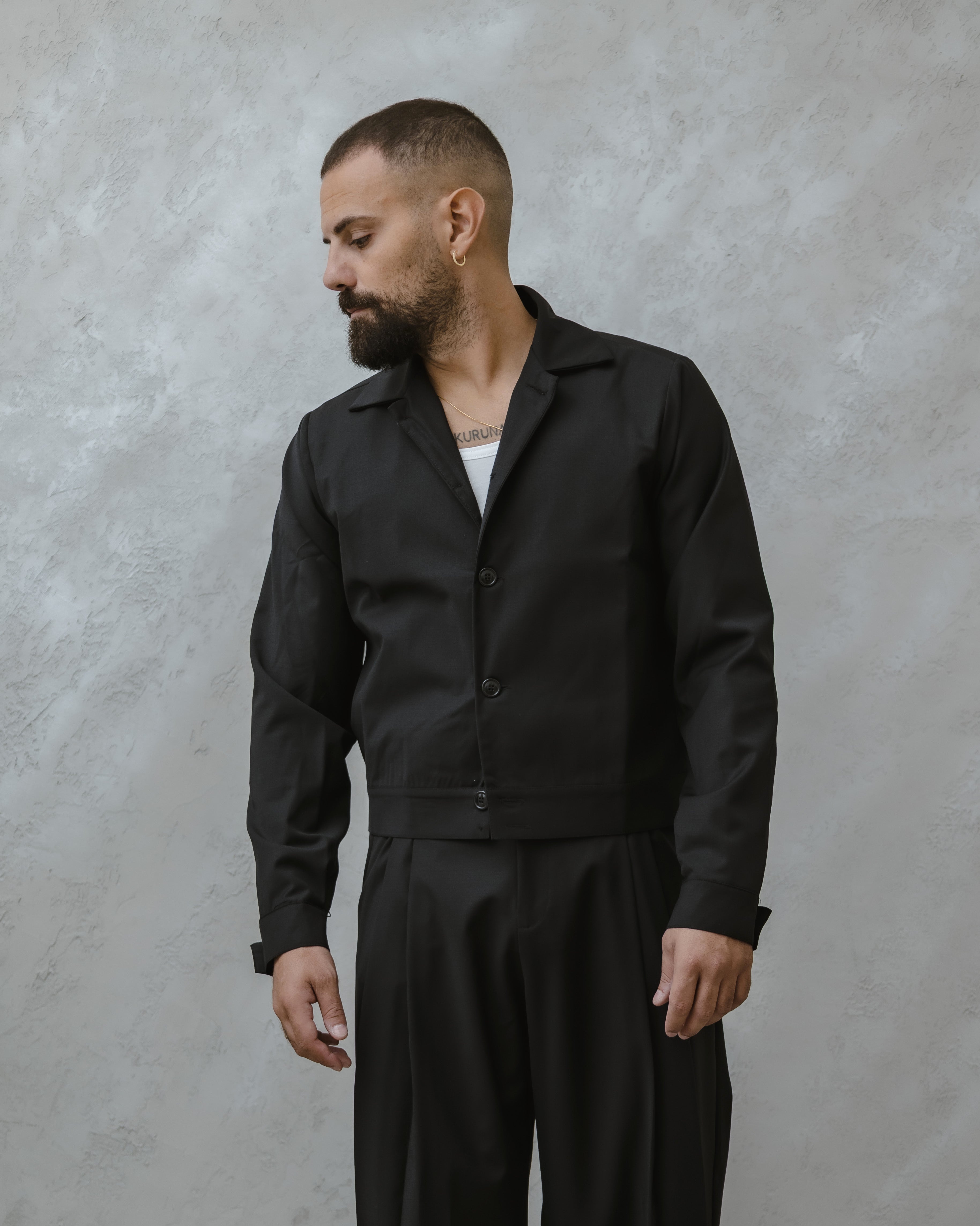 GIACCA CROP-MA1019 NERO