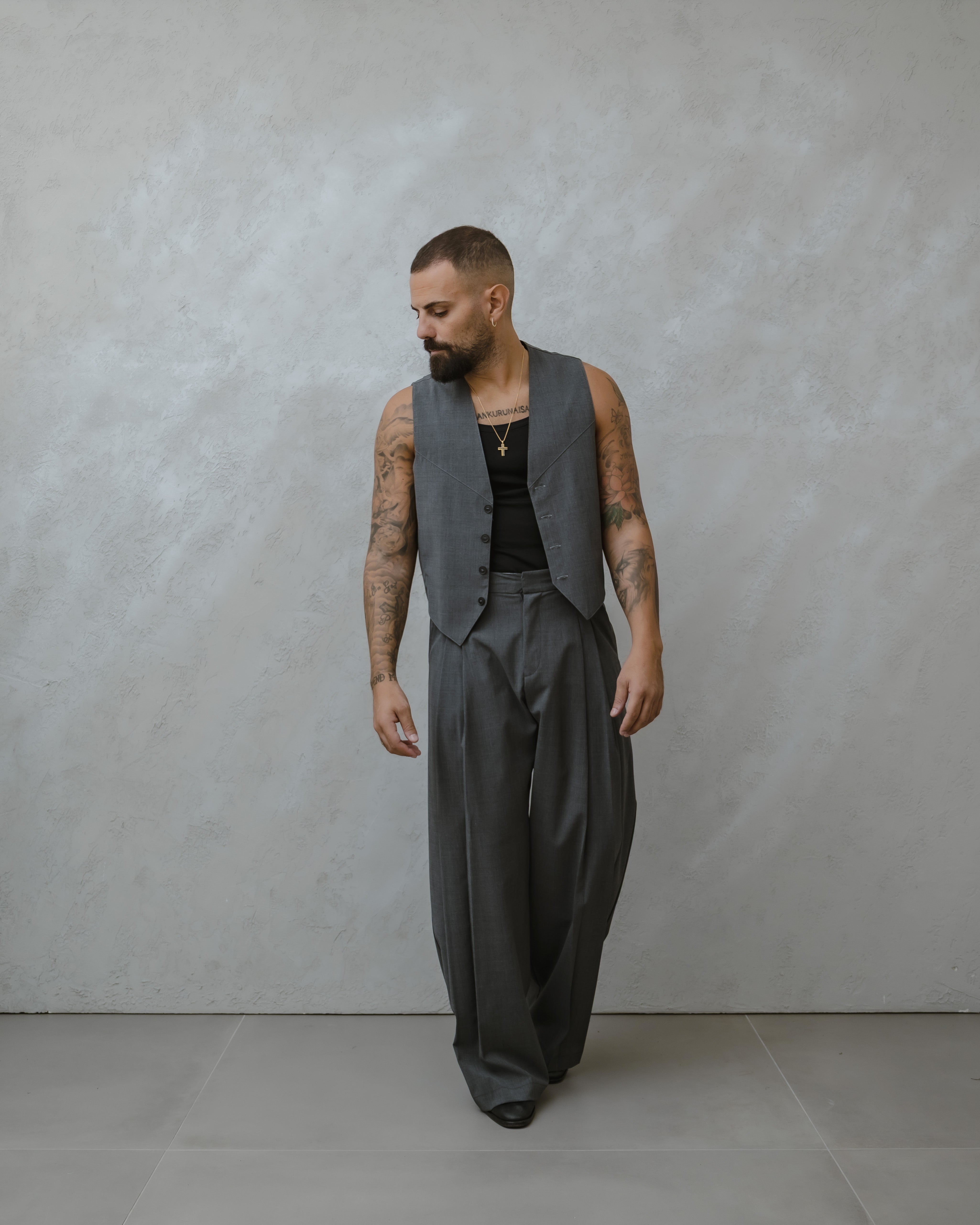 PANTALONI FONDO LARGO-MA1024 grigio