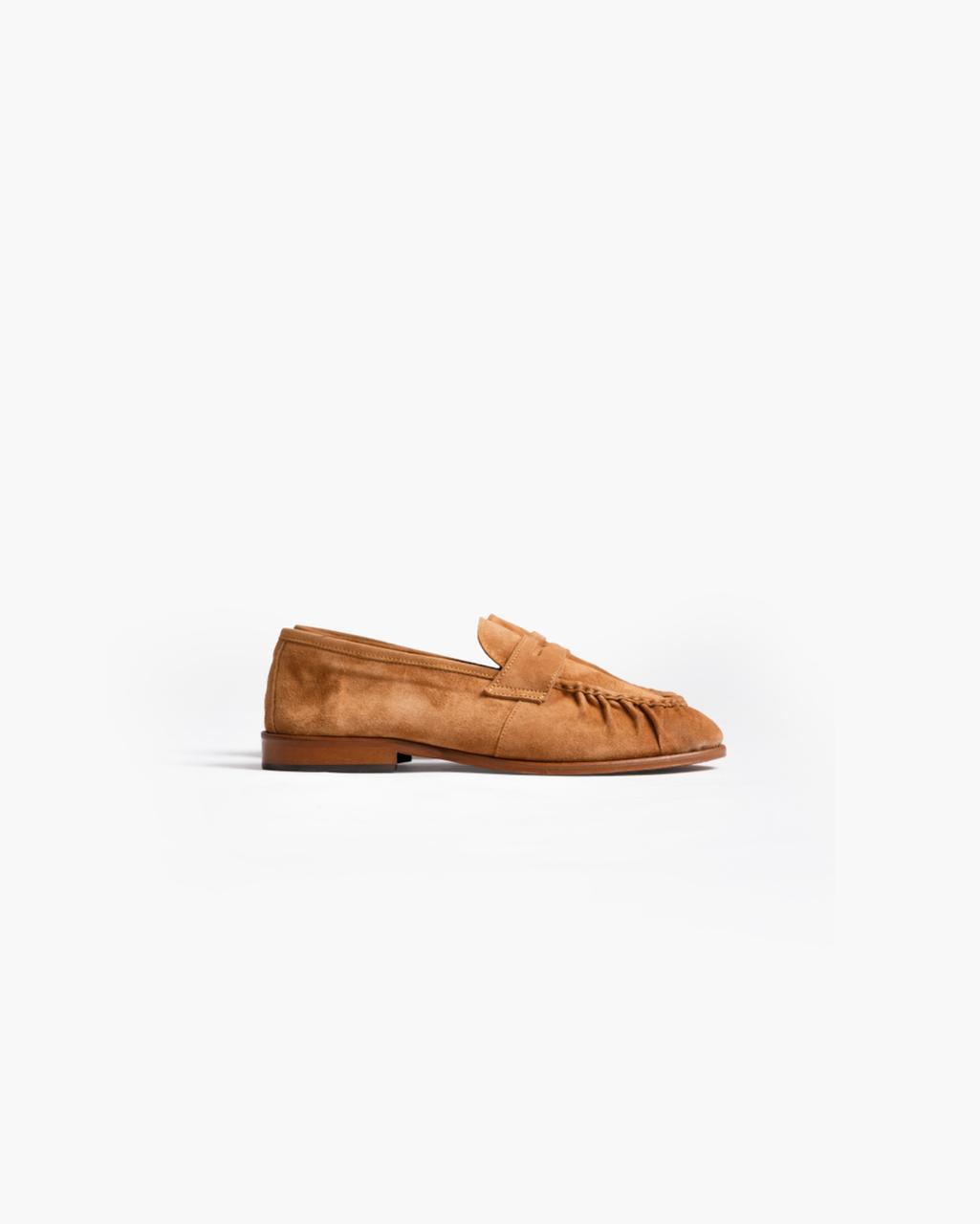 Mocassino in camoscio penny - CUOIO