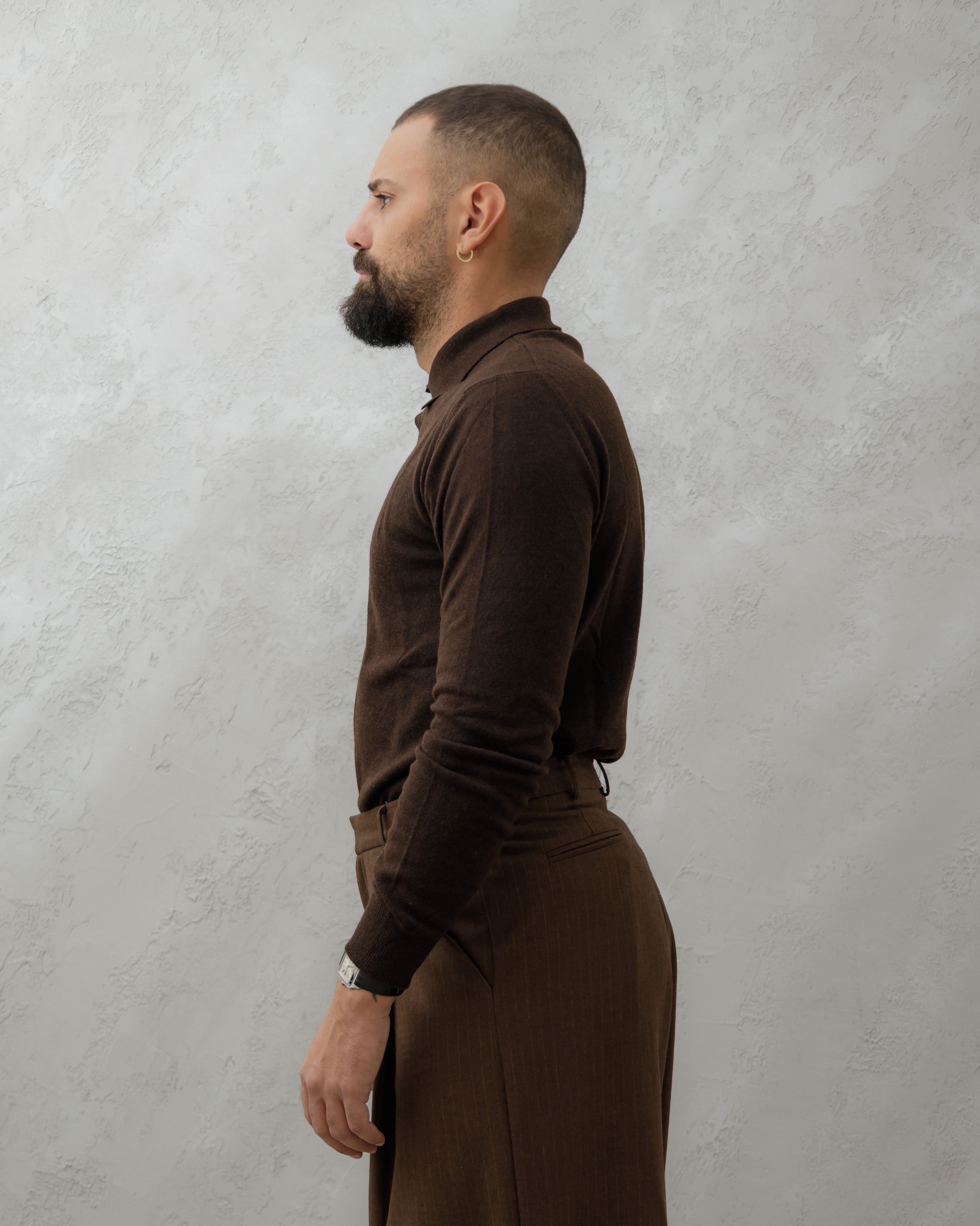 POLO IN LANA - MA7969 Testa di moro