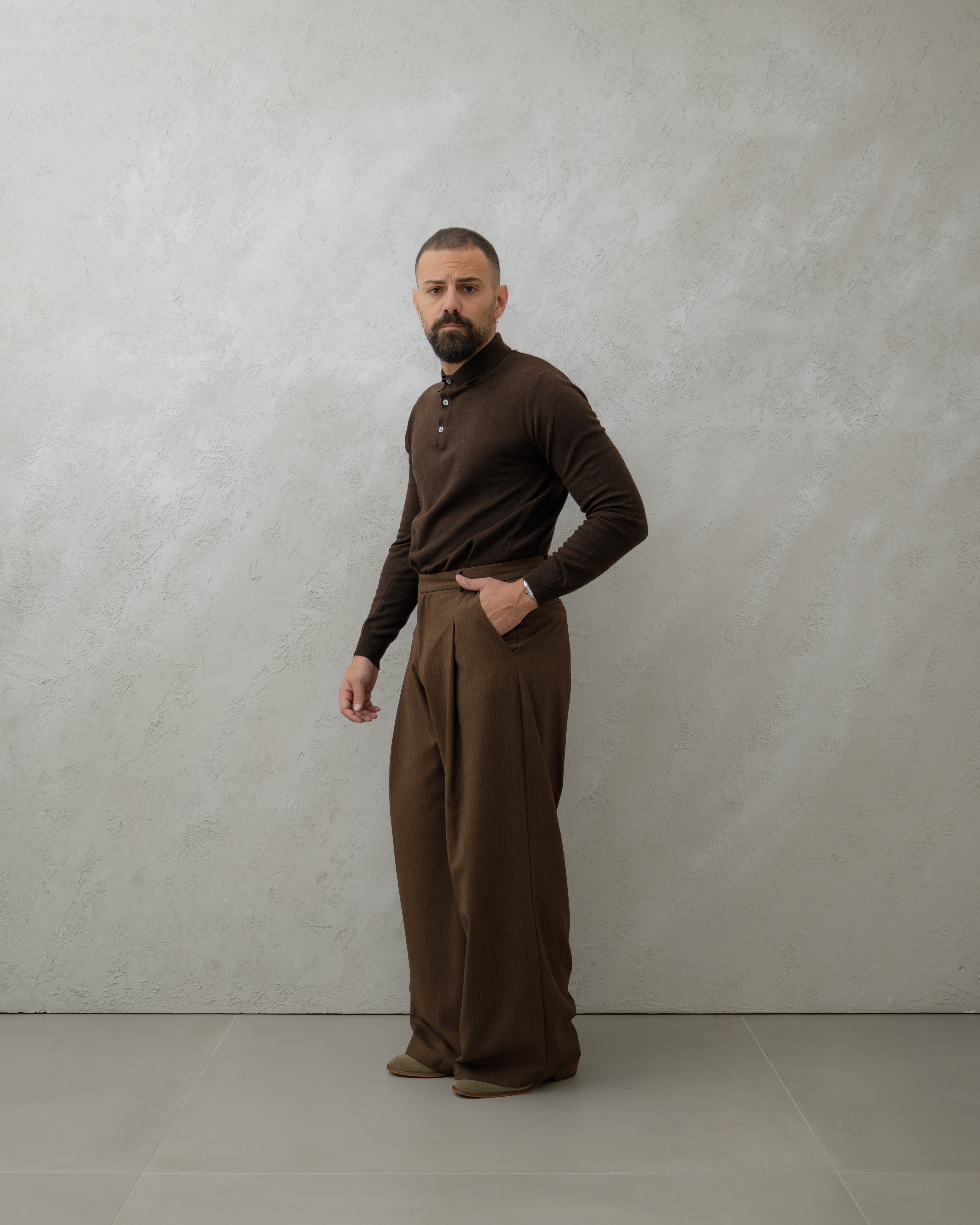 POLO IN LANA - MA7969 Testa di moro