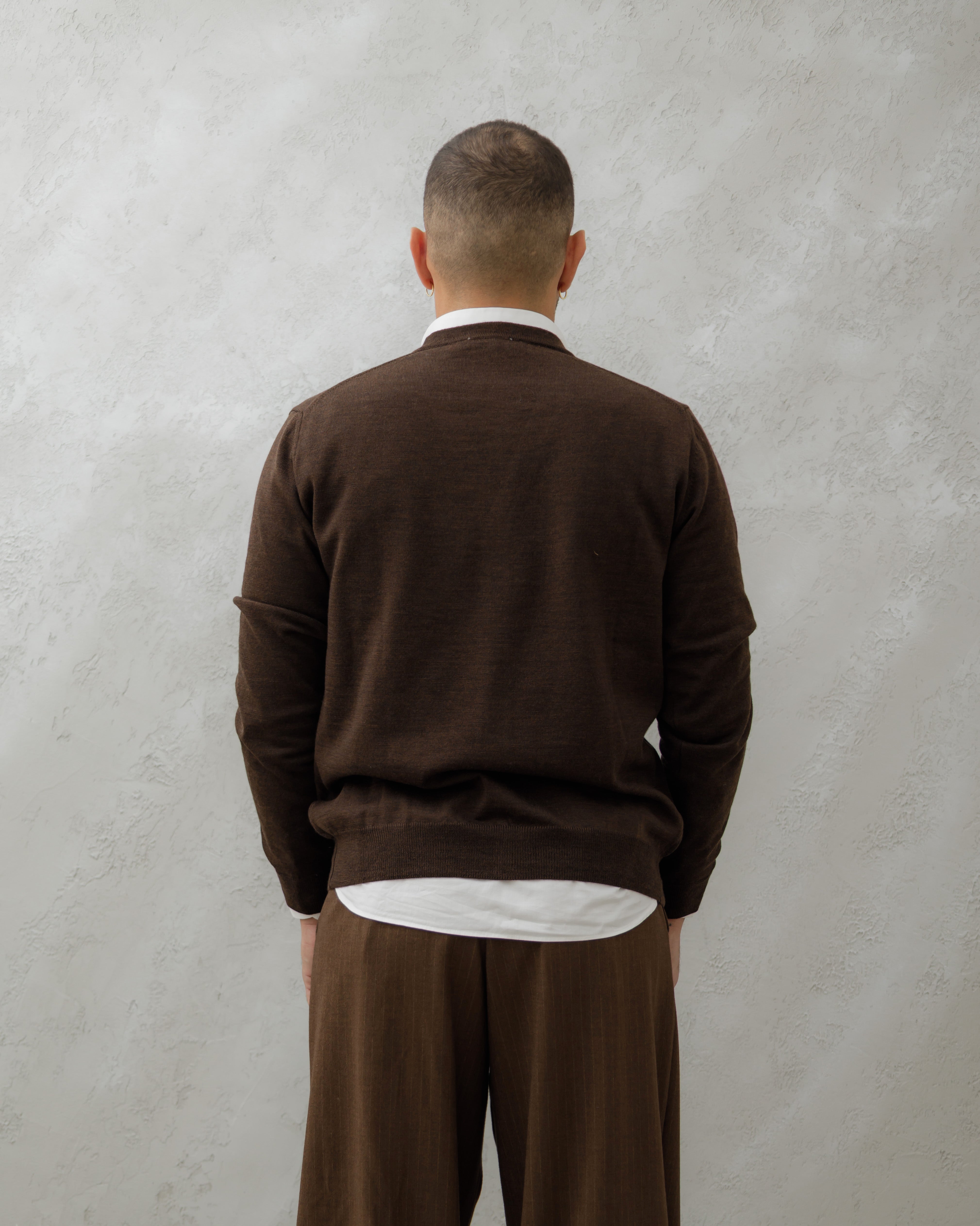 CARDIGAN IN LANA - MA8517 Testa di moro