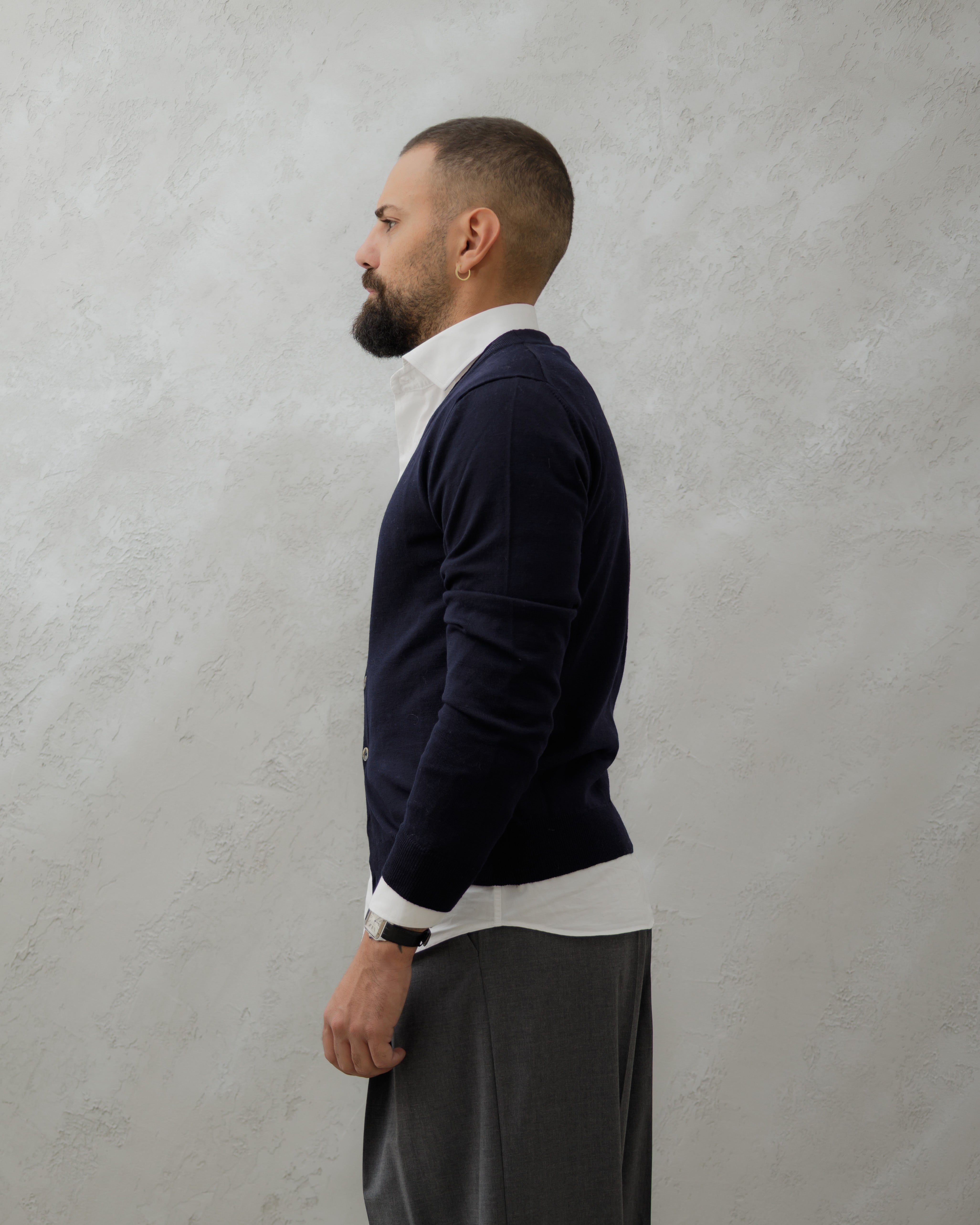 CARDIGAN IN LANA - MA8517 Blu navy