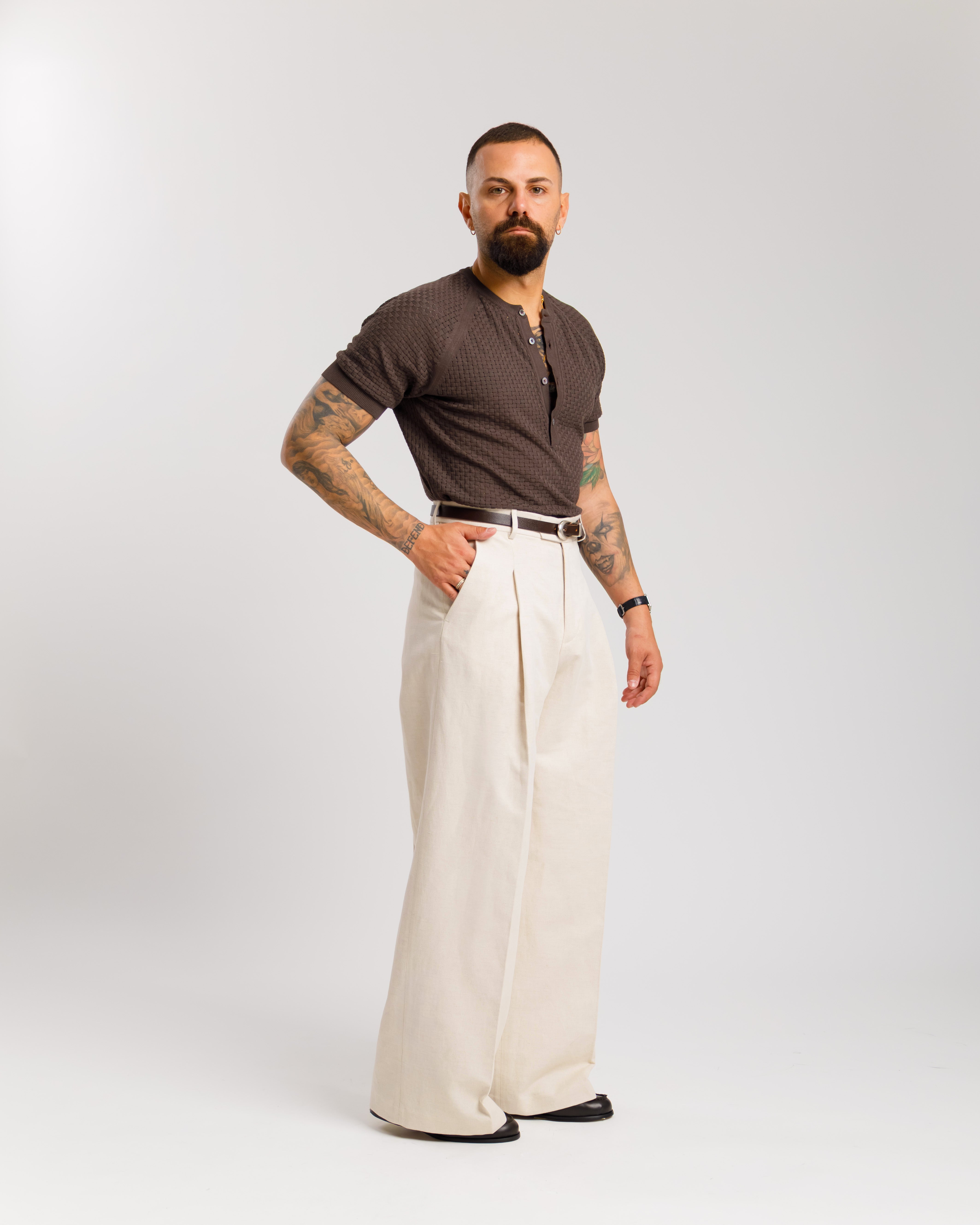 Maglia in cotone traforata - MA8640 TESTA DI MORO