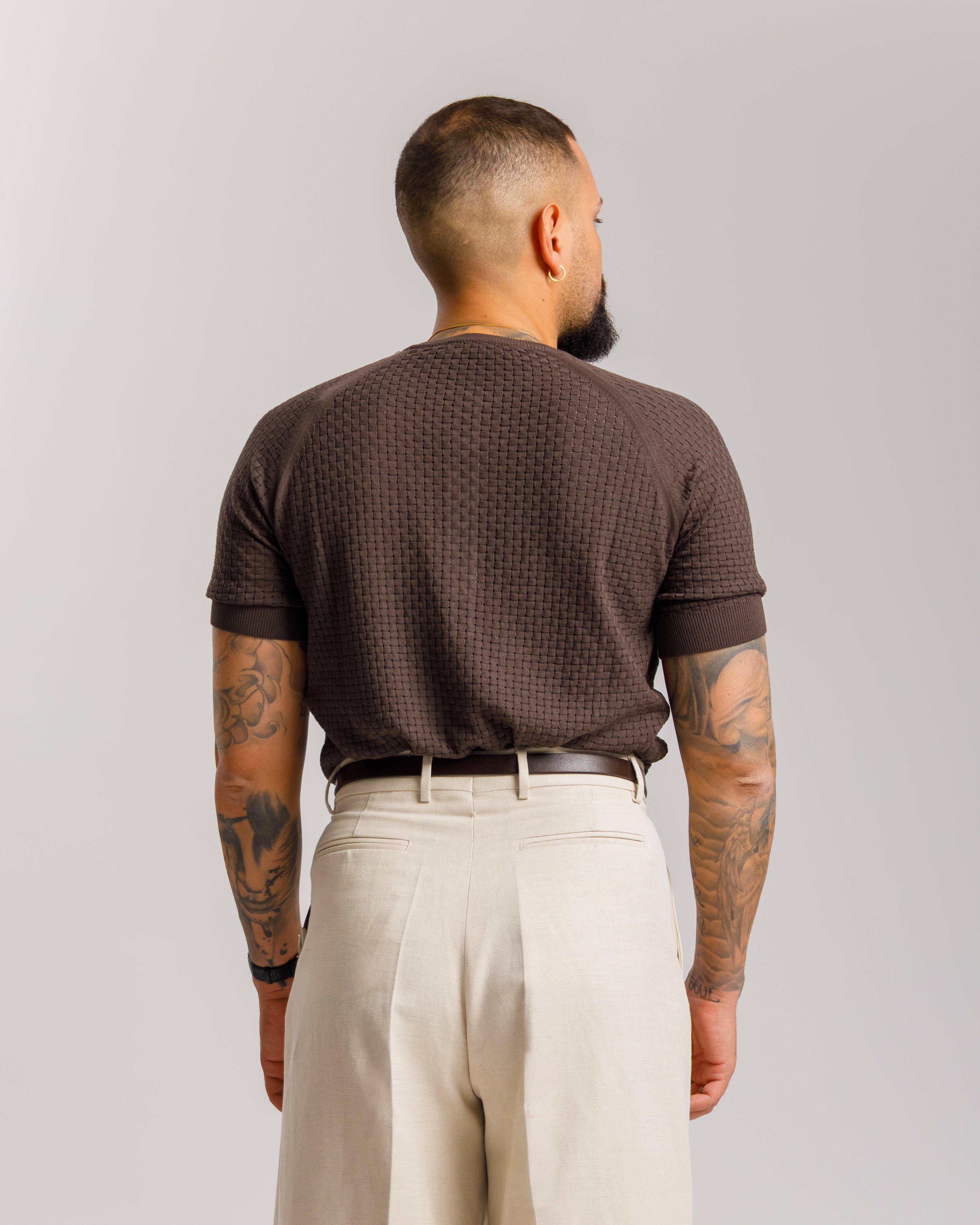 Maglia in cotone traforata - MA8640 TESTA DI MORO