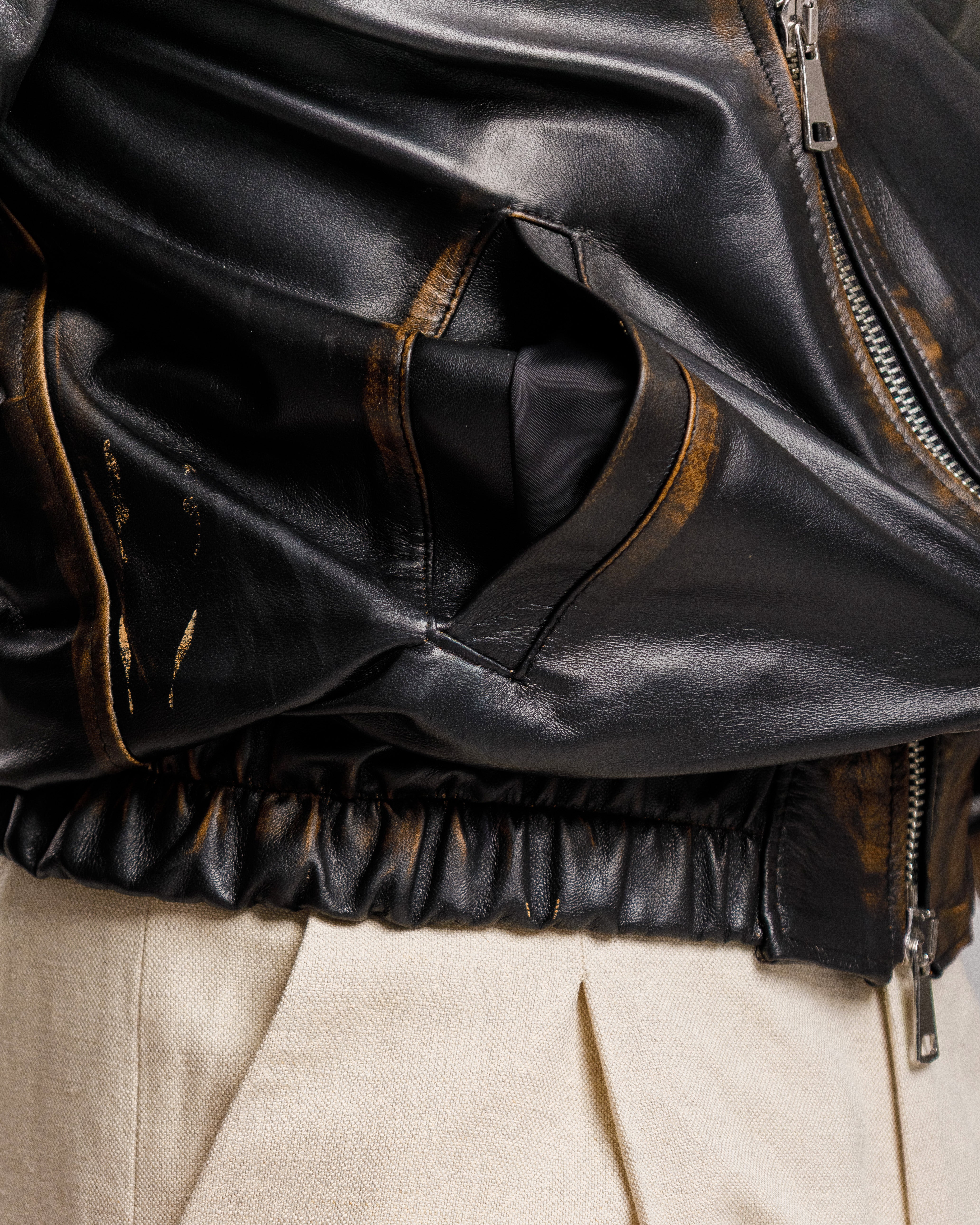 Chiodo biker in vera pelle - MA8885