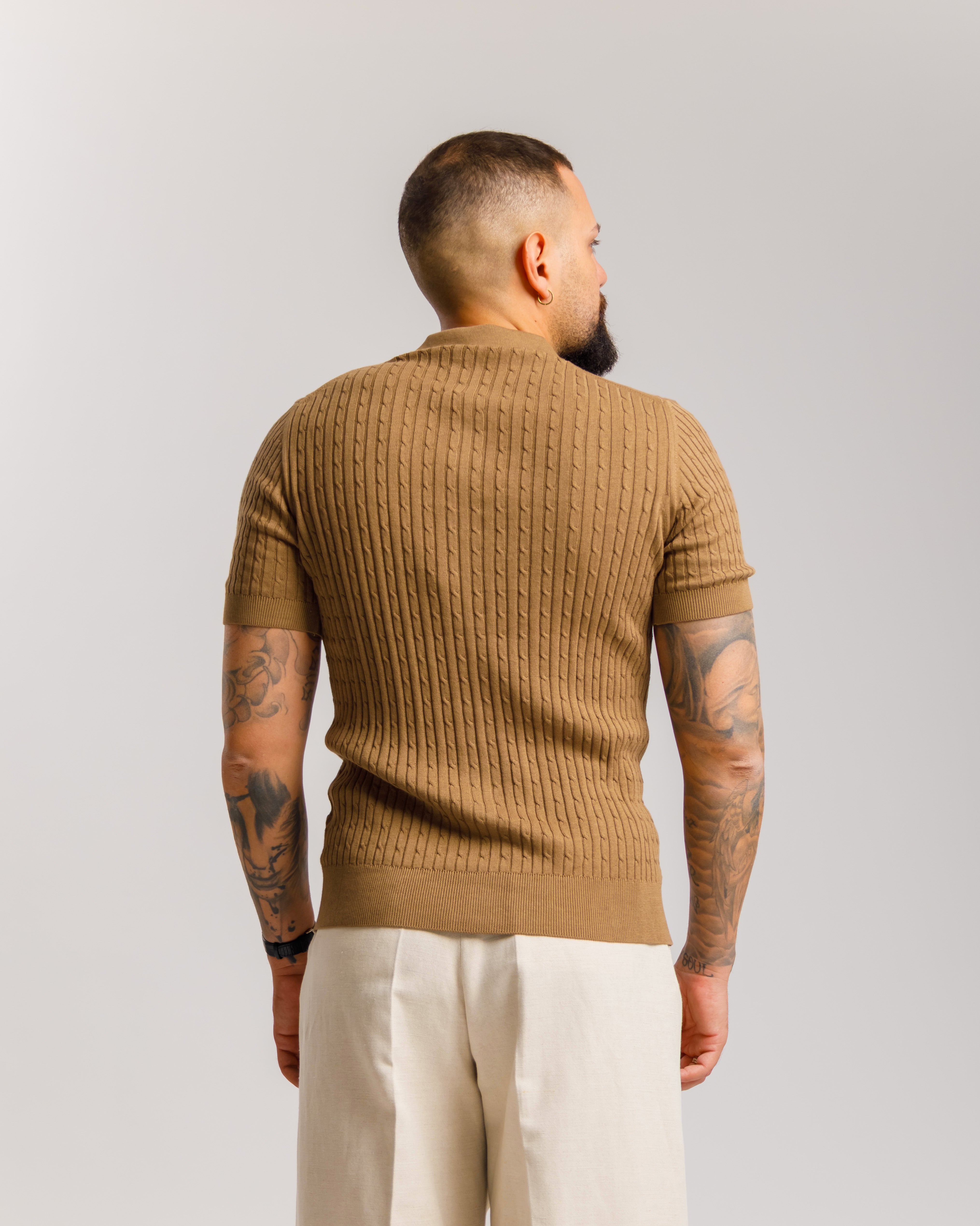 Maglia in cotone con bottoni - MA8413 BEIGE