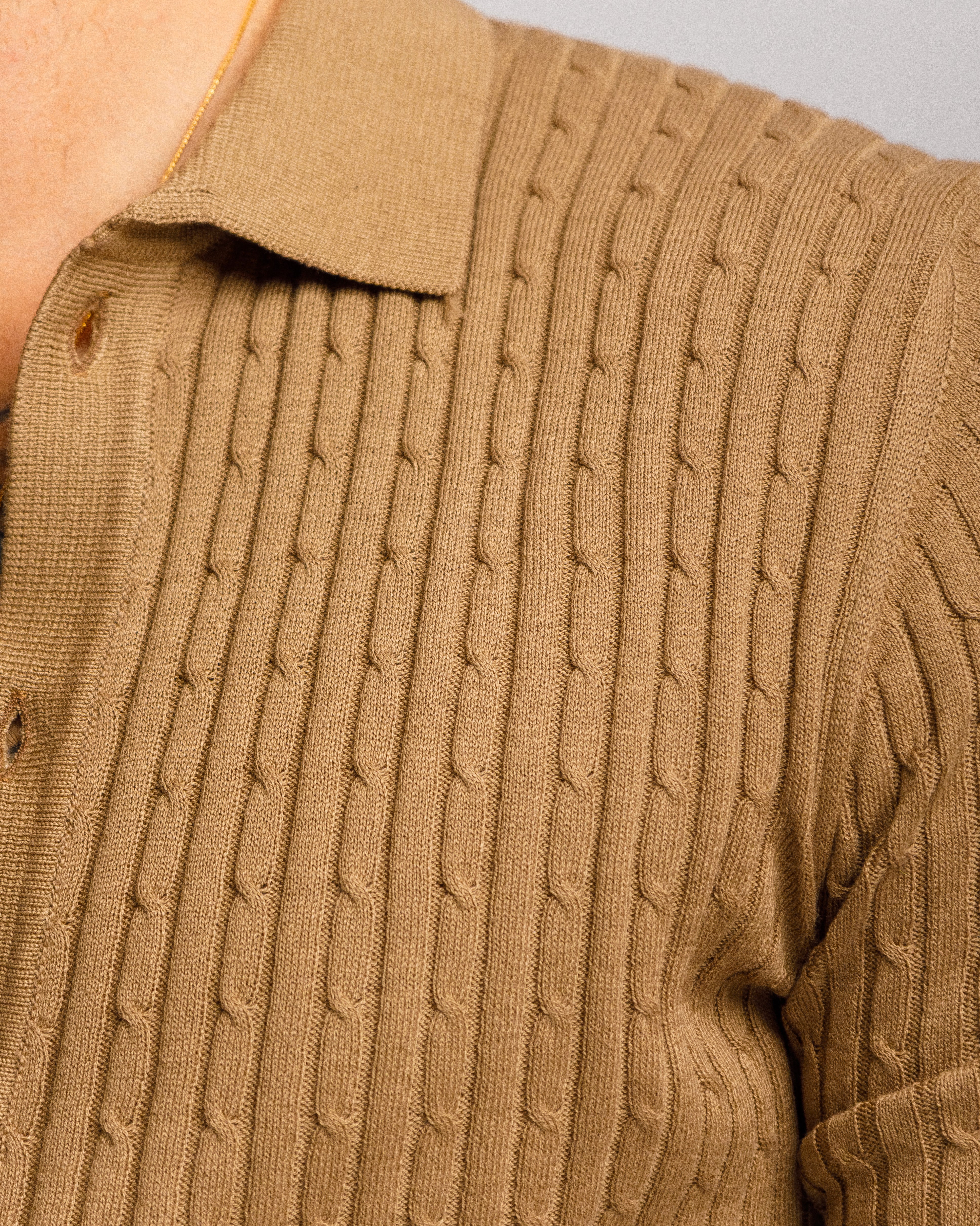 Maglia in cotone con bottoni - MA8413 BEIGE