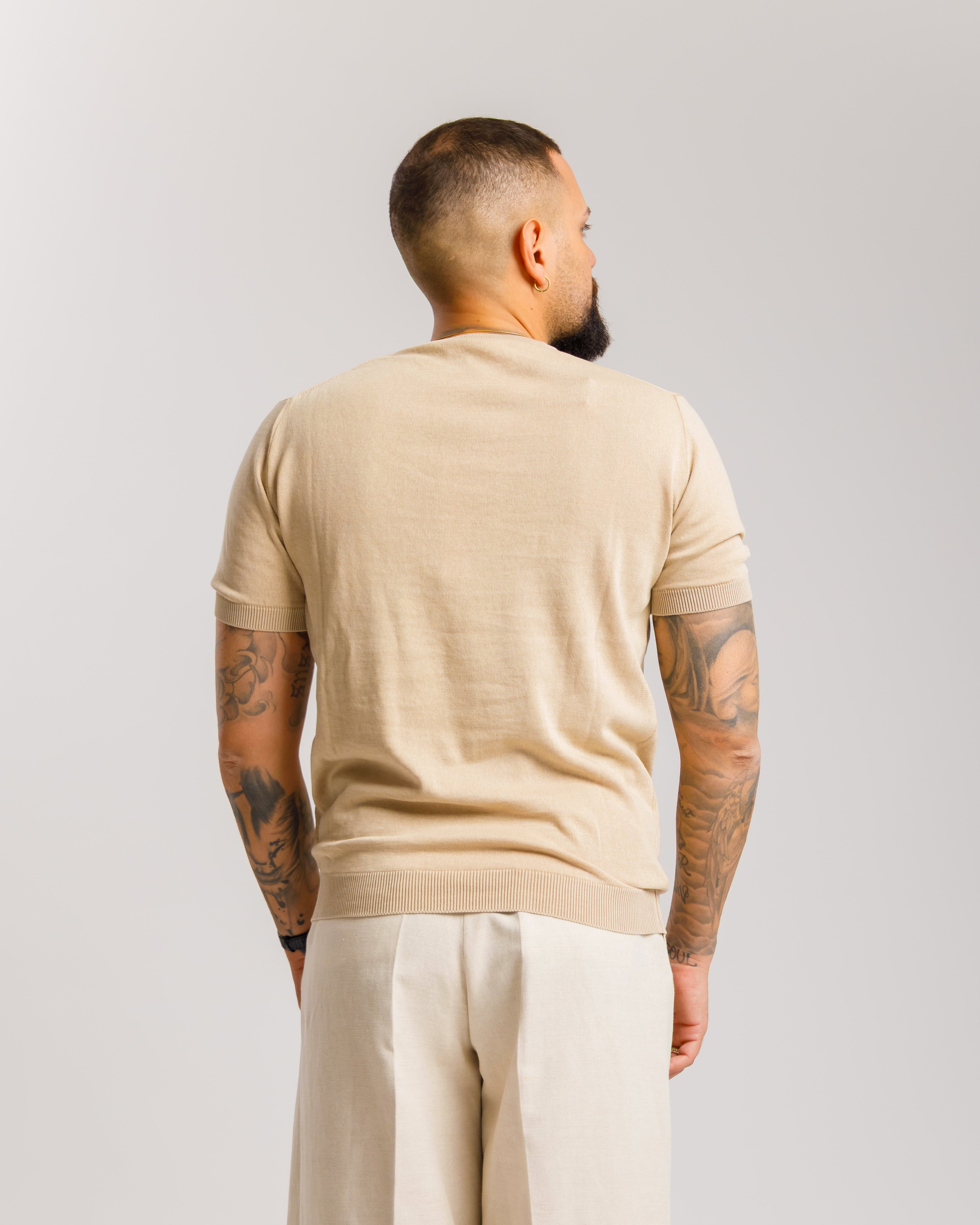Maglia in cotone girocollo - MA8361 BEIGE