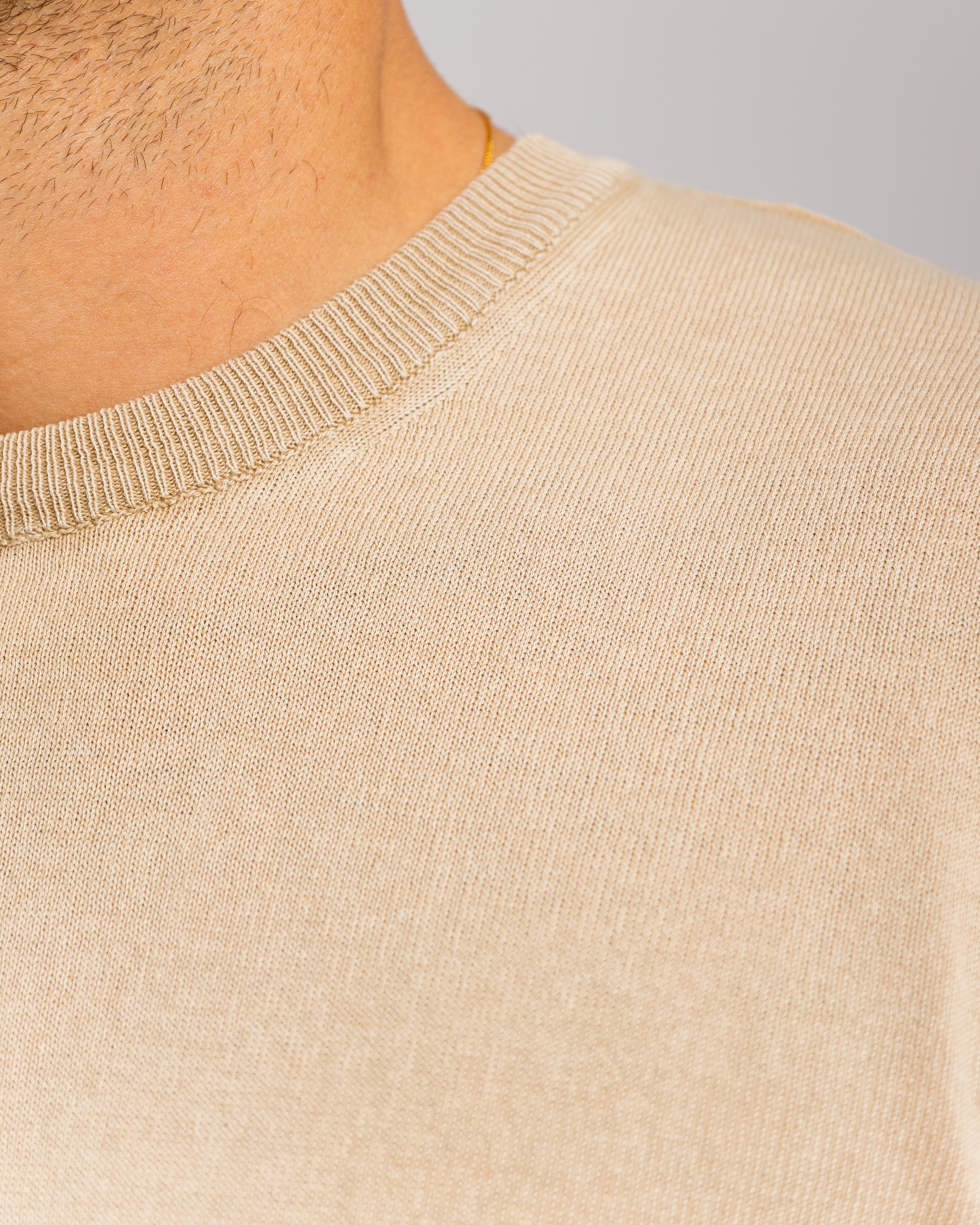 Maglia in cotone girocollo - MA8361 BEIGE