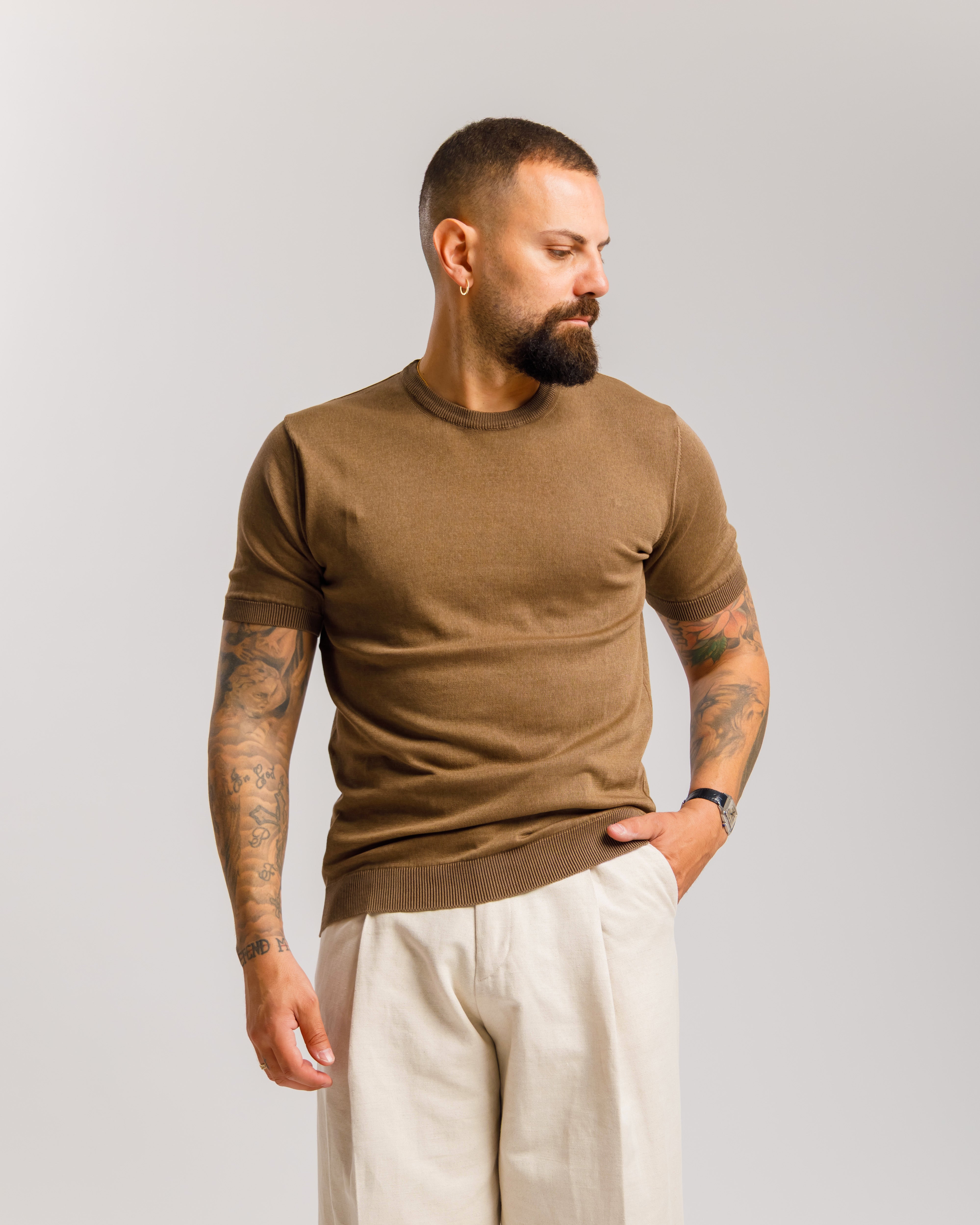 Maglia in cotone girocollo - MA8361 FANGO