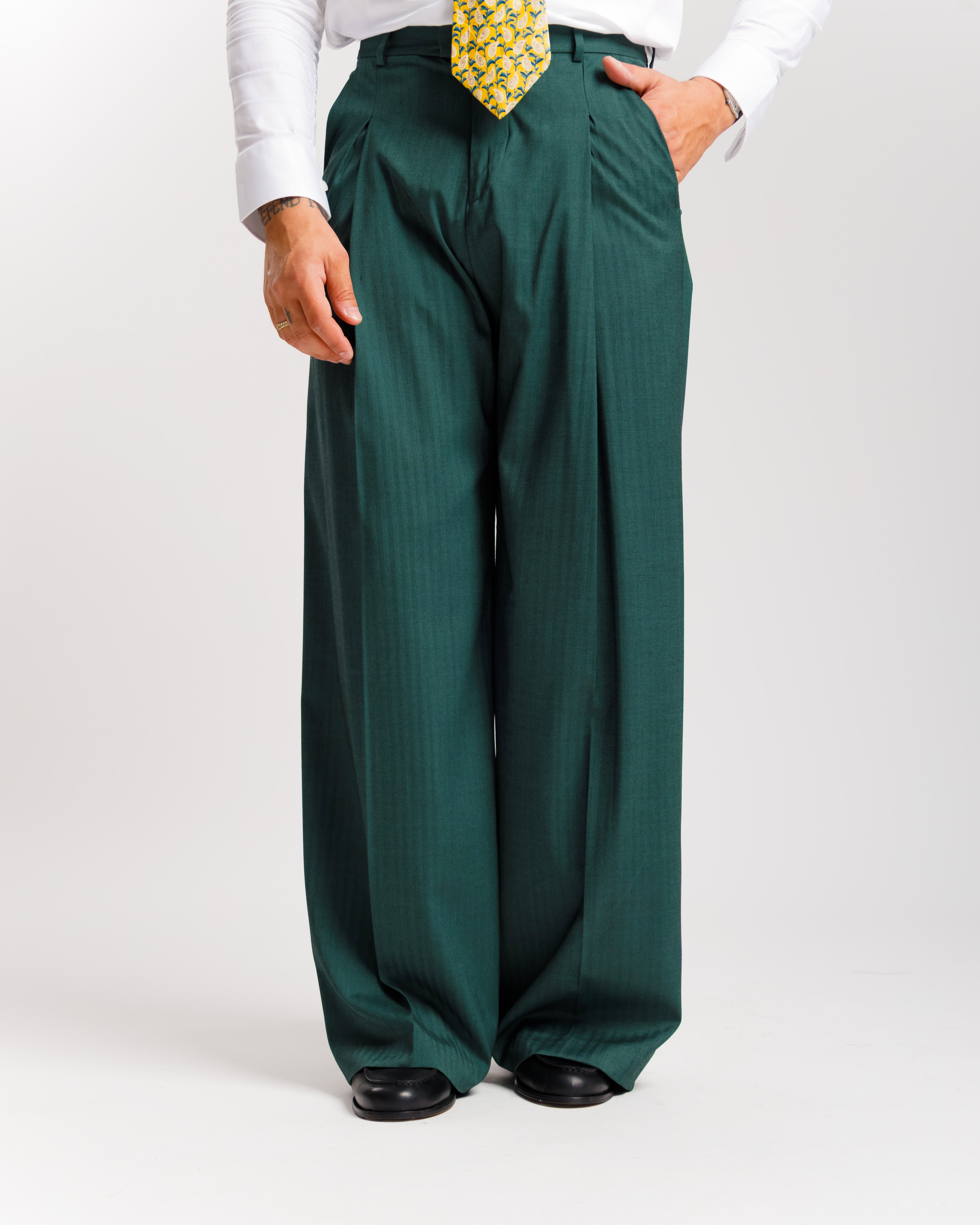 Wide Fit Trousers - Ma1031 Blue Pinstripe