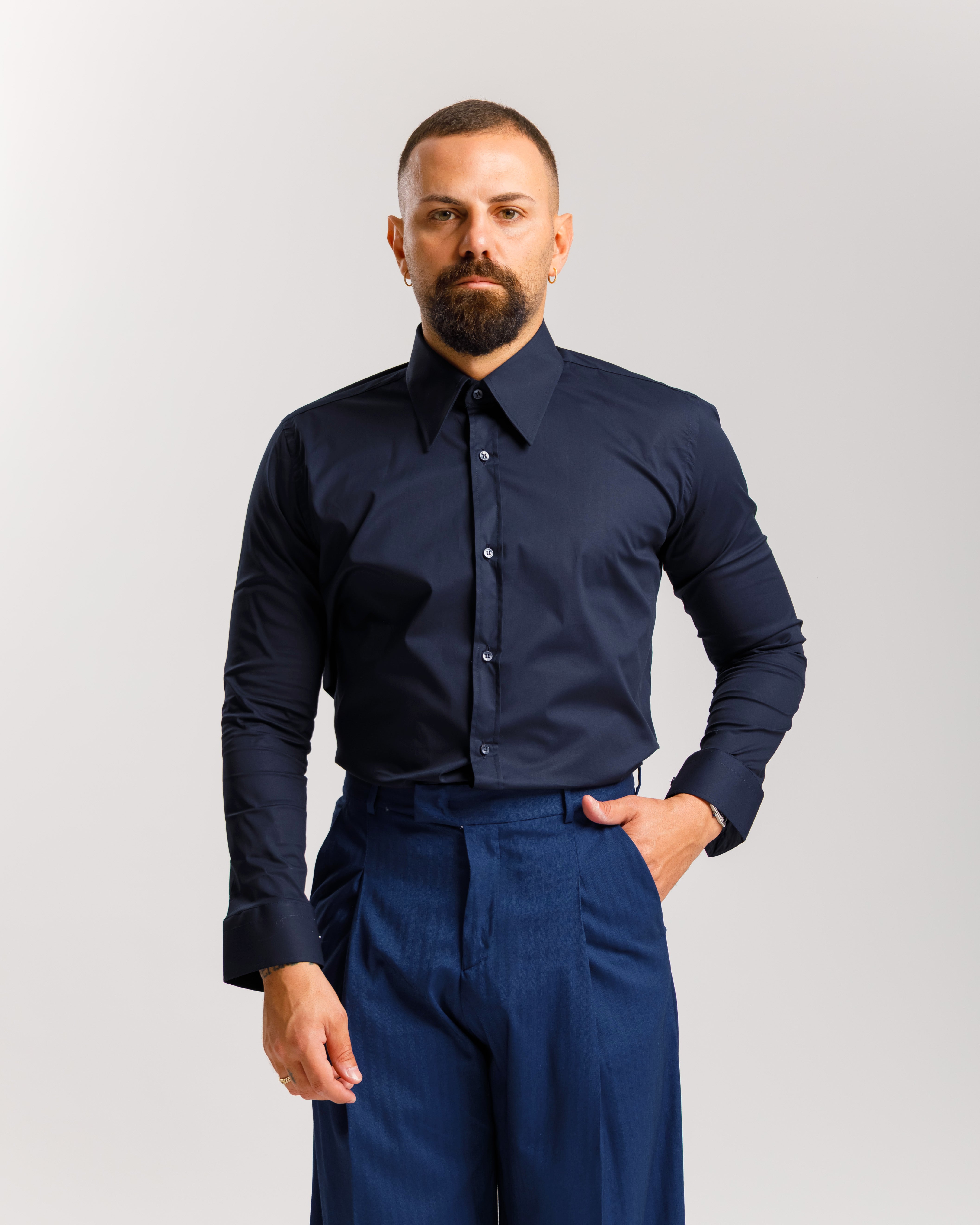 Satin Shirt With Pointed Lapels - Ma1054 White