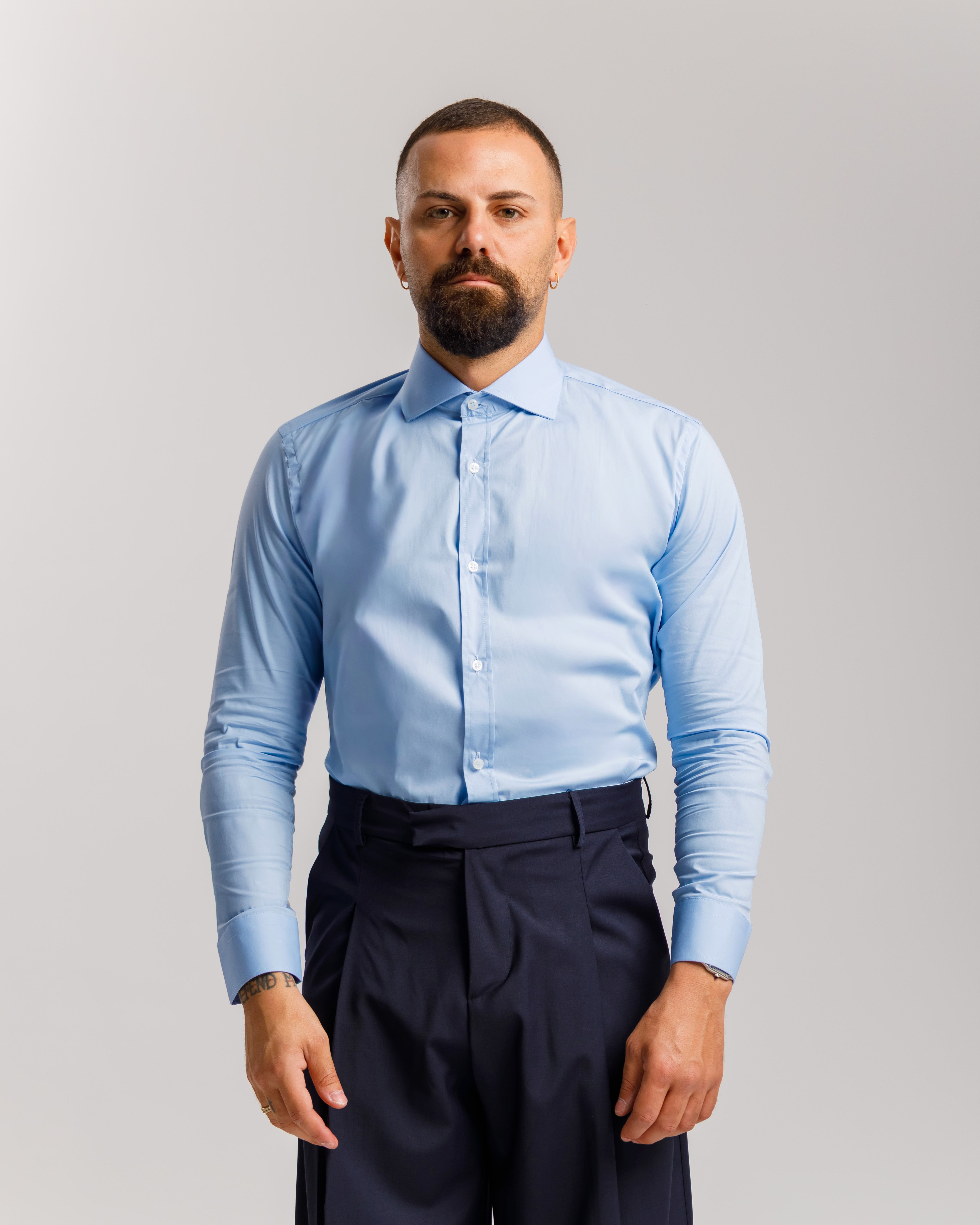 Satin Shirt With Pointed Lapels - Ma1054 White