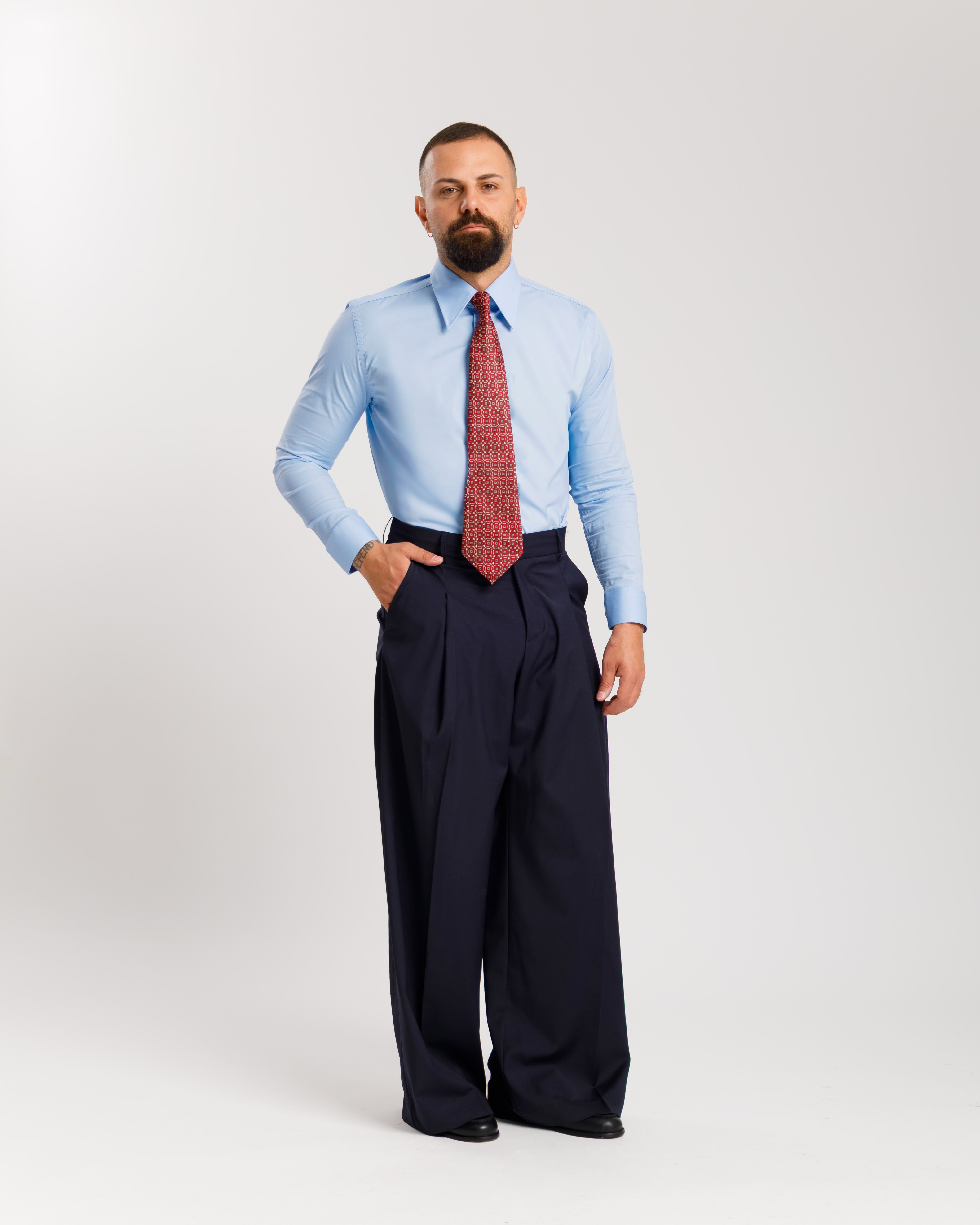 Satin Shirt With Pointed Lapels - Ma1054 White