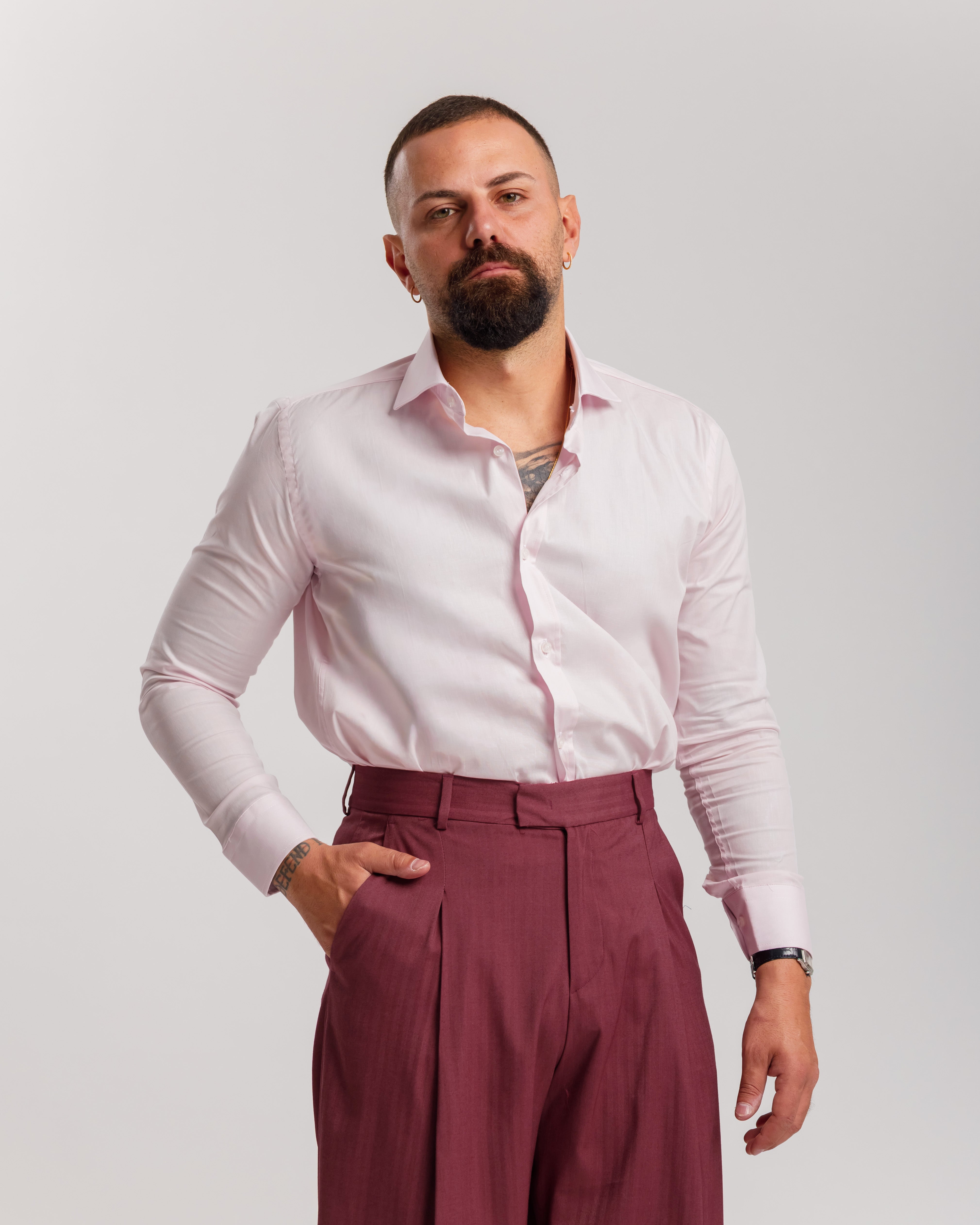 Satin Shirt With Pointed Lapels - Ma1054 White