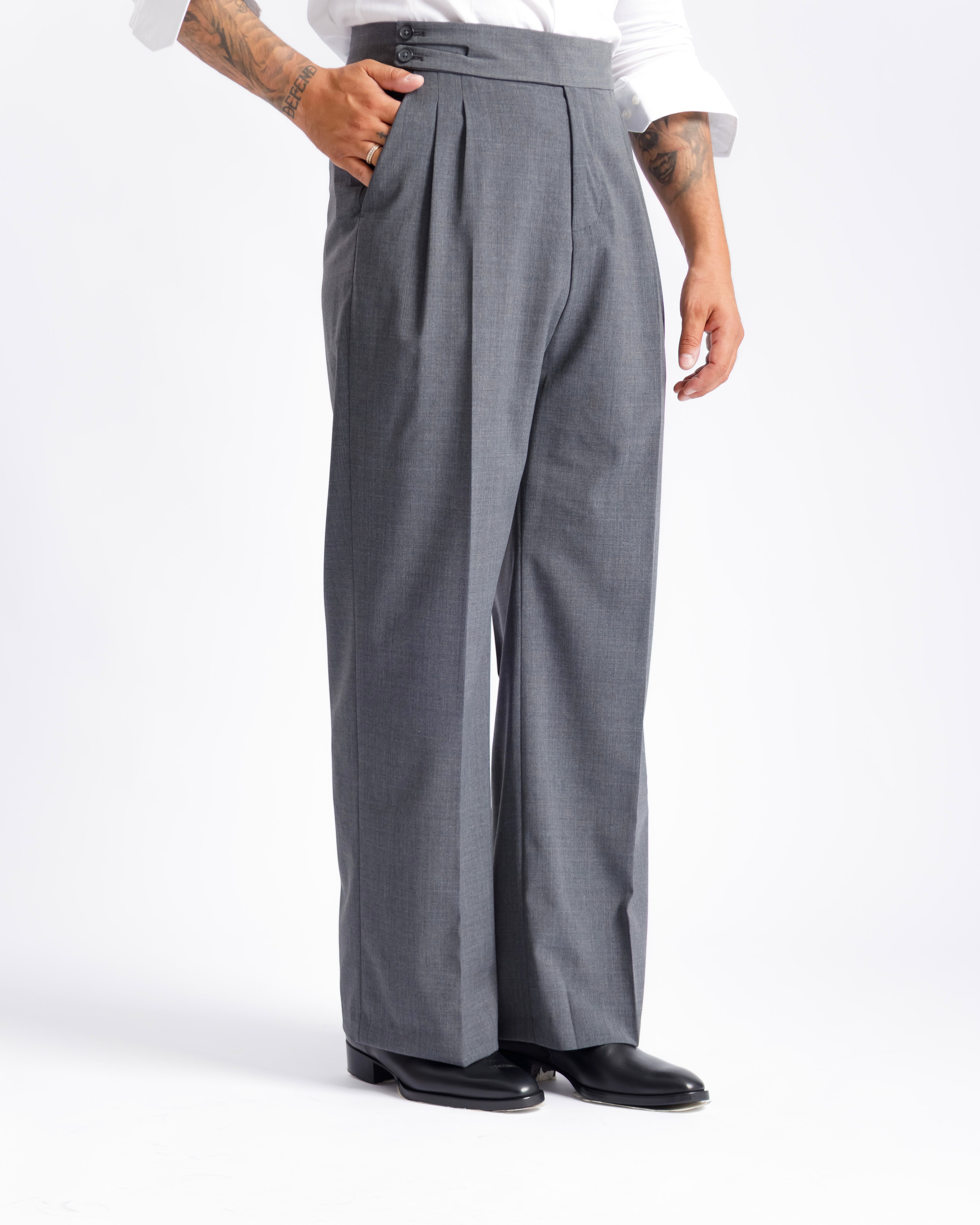 Pantaloni Palazzo Doppio Bottone - Ma1061 grigio