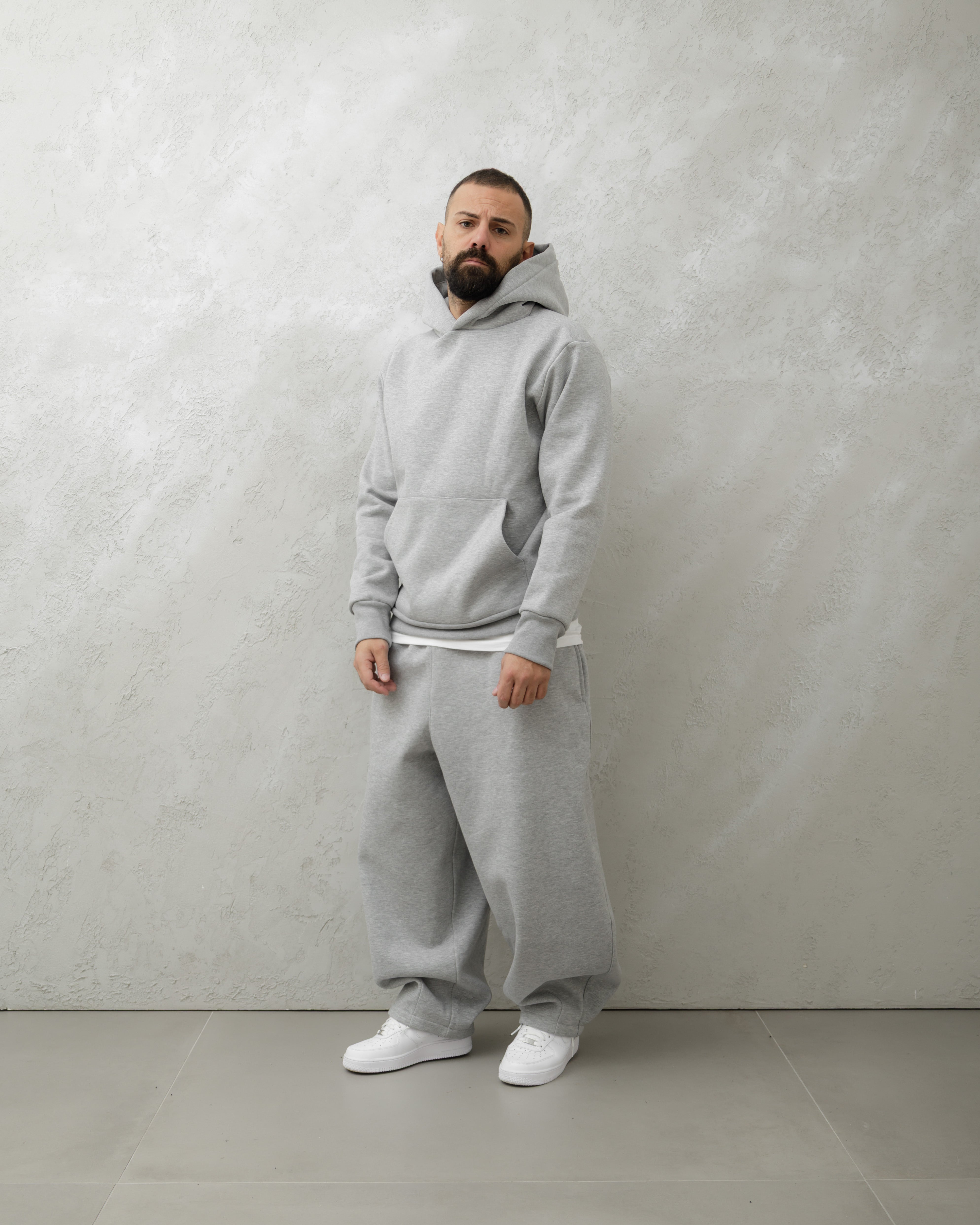 FELPA CON CAPPUCCIO - MA1042 GRIGIO