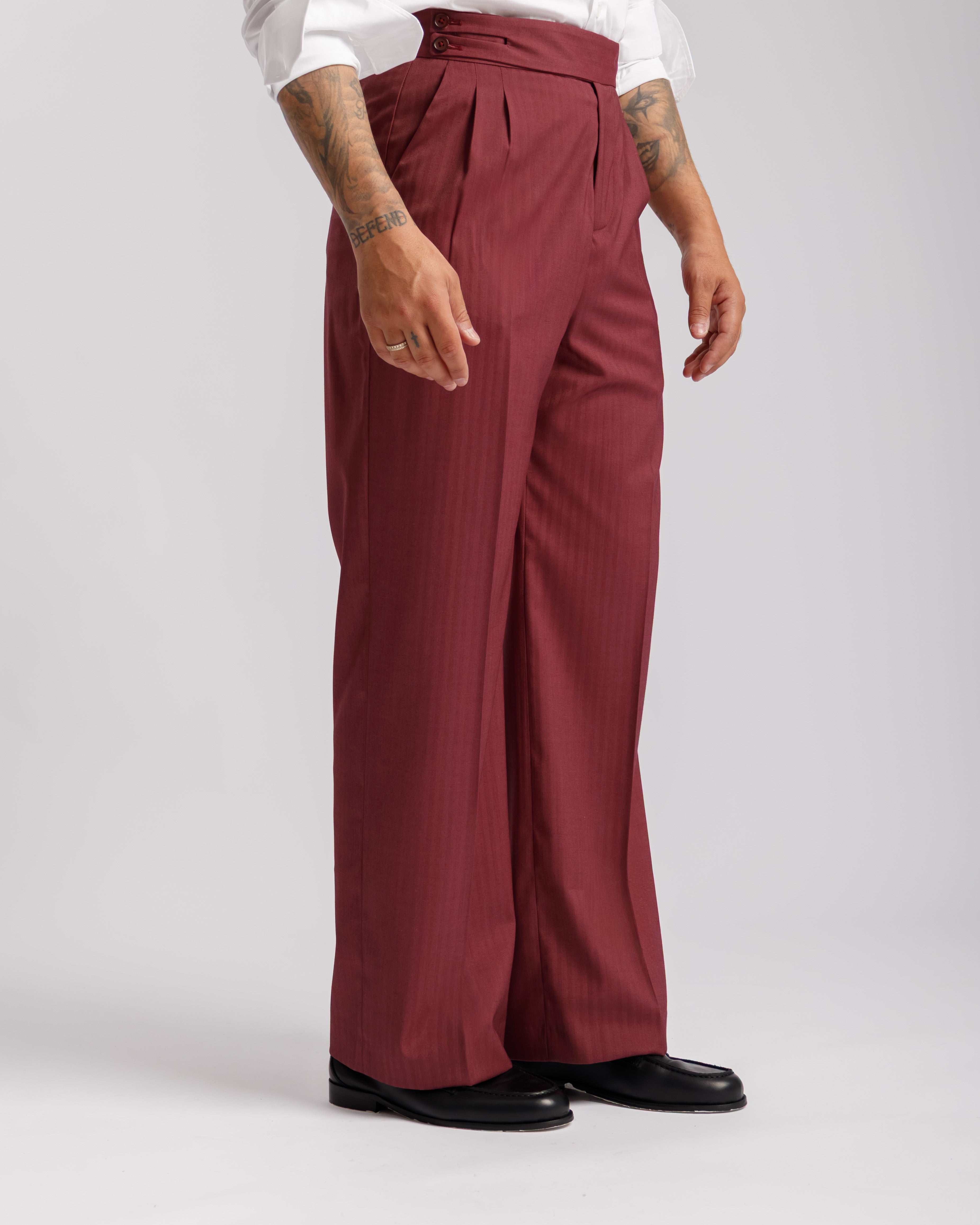 Pantaloni Palazzo Doppio Bottone solaro - Ma1065 bordeaux