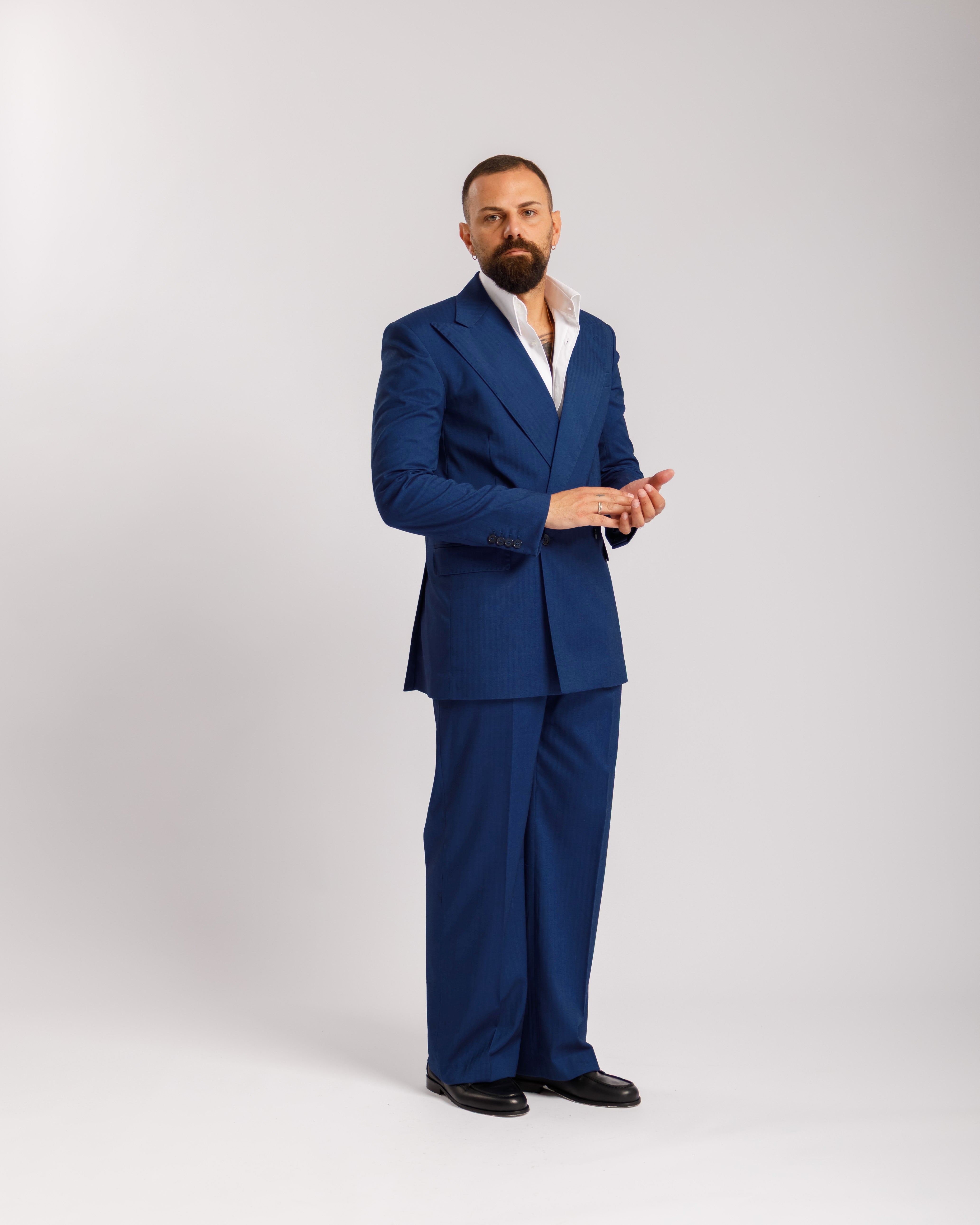 Pantaloni Palazzo Doppio Bottone solaro - Ma1065 blu