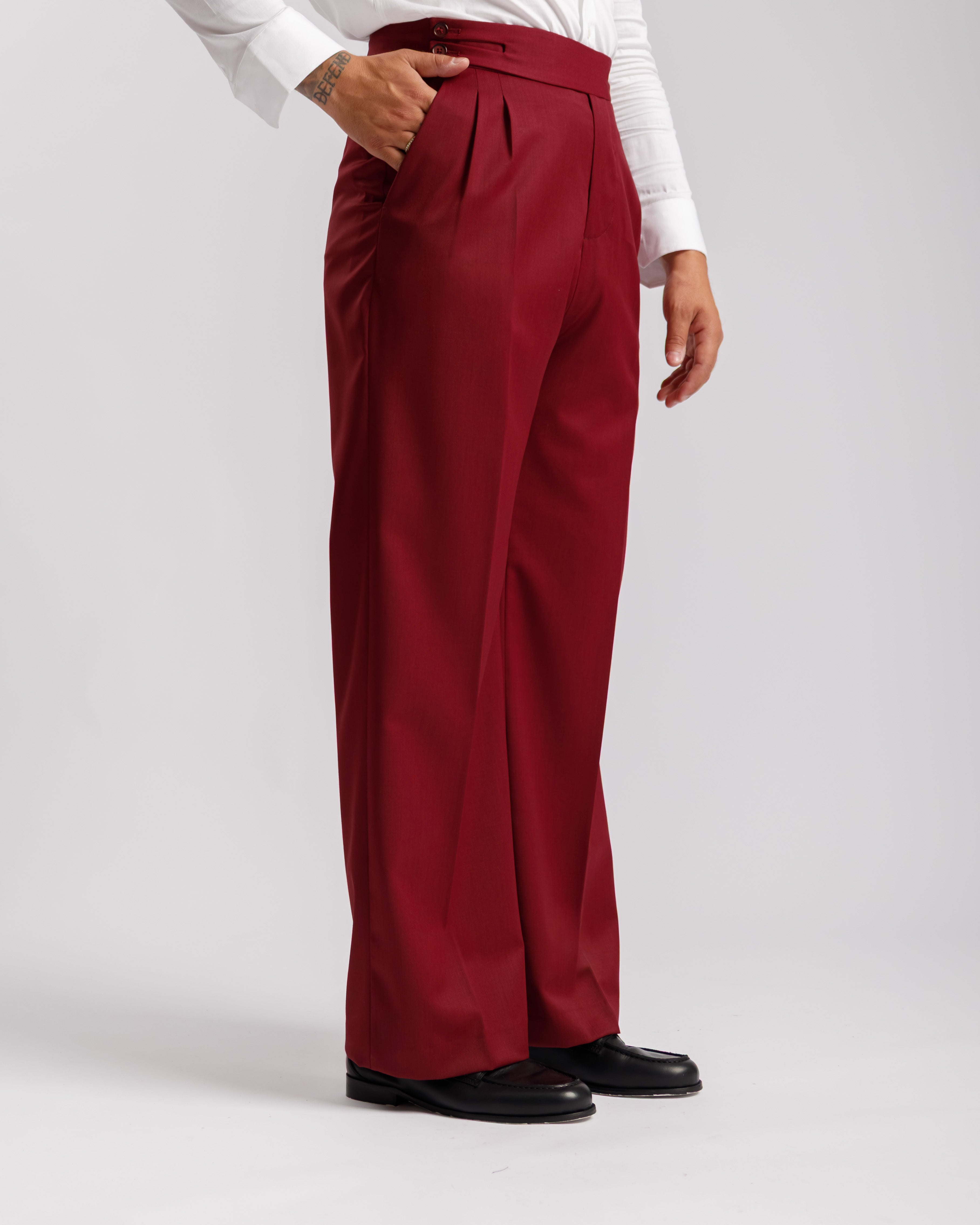 Pantaloni Palazzo Doppio Bottone - Ma1061 bordeaux