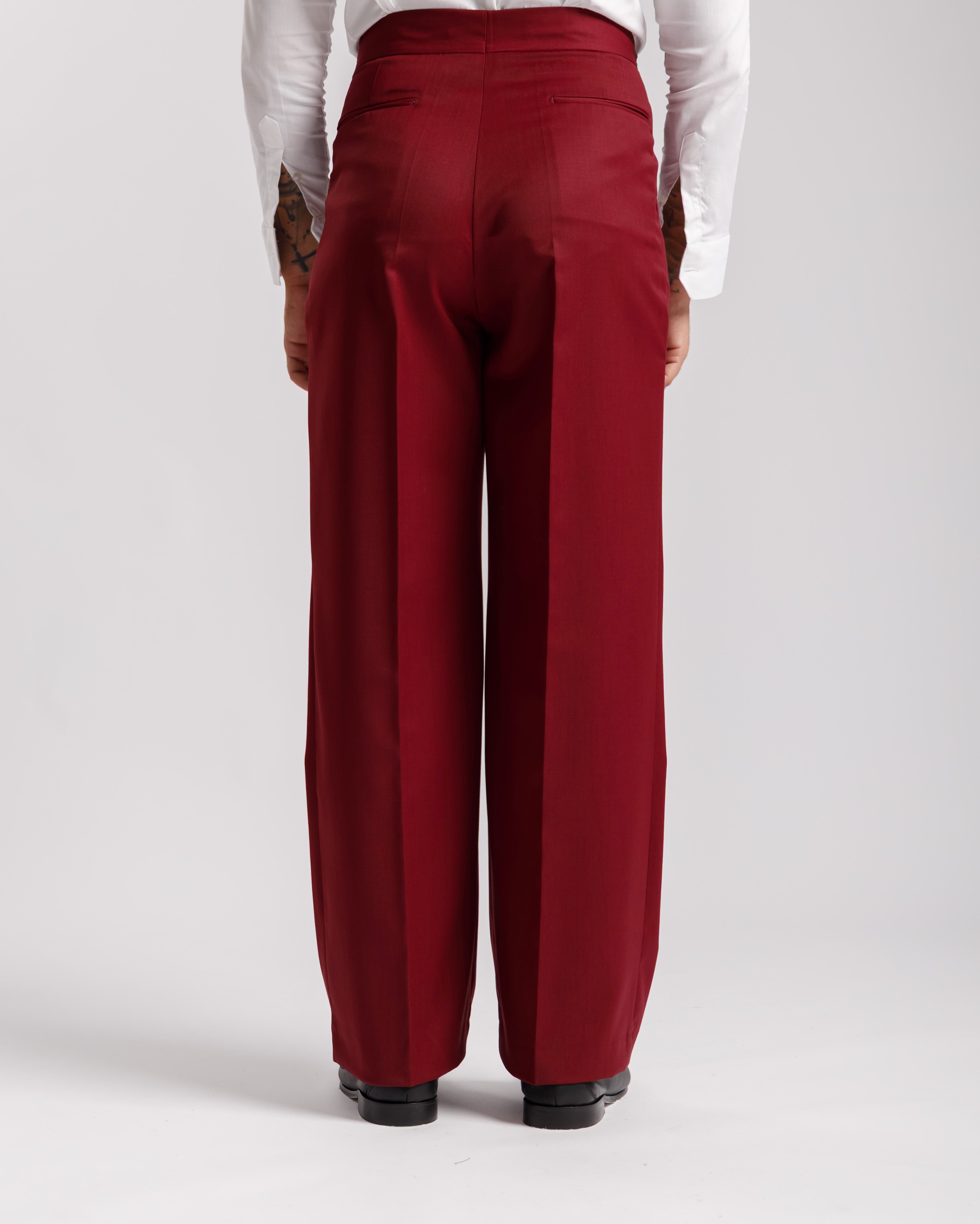 Pantaloni Palazzo Doppio Bottone - Ma1061 bordeaux