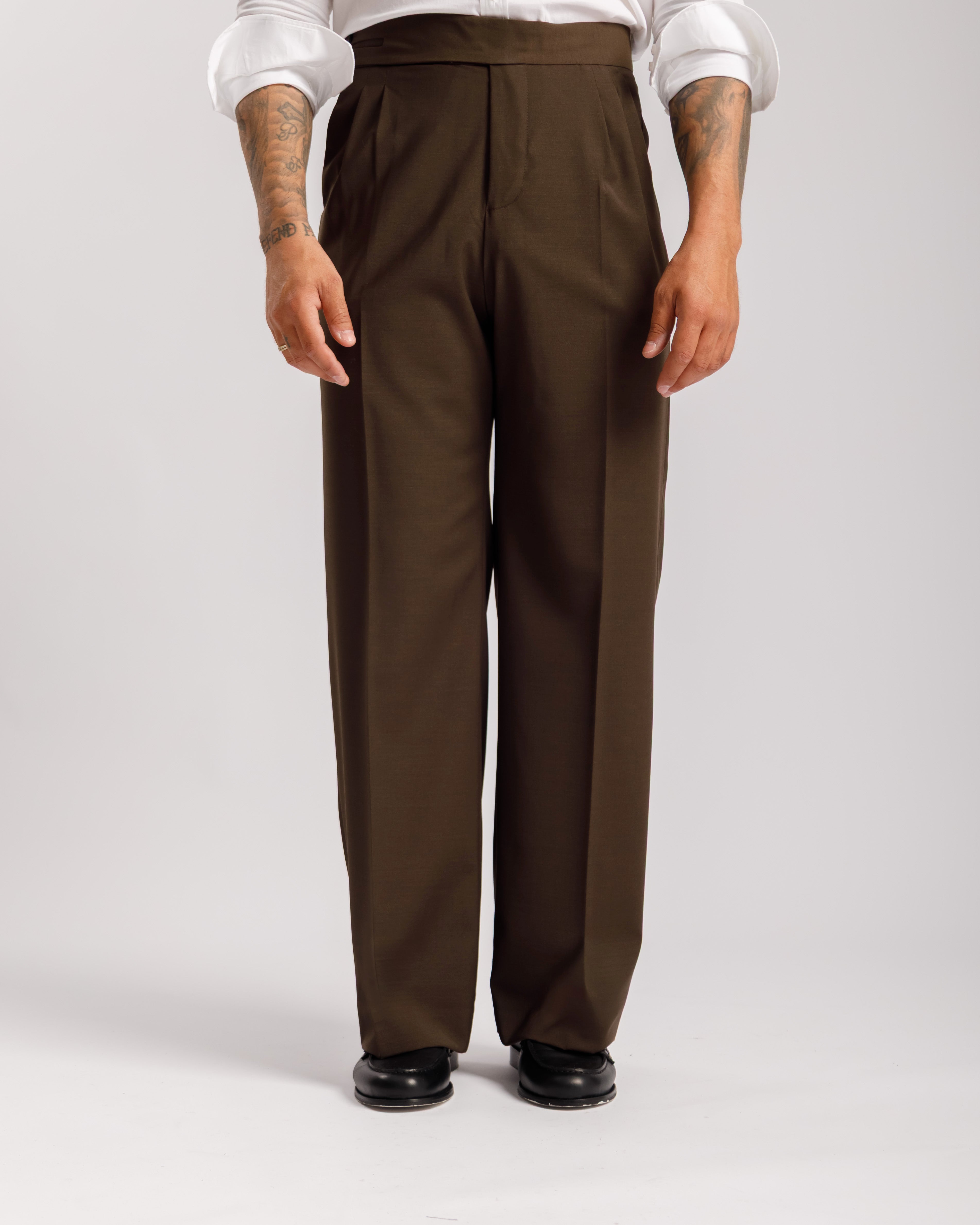 Pantaloni Palazzo Doppio Bottone - Ma1061 testa di moro