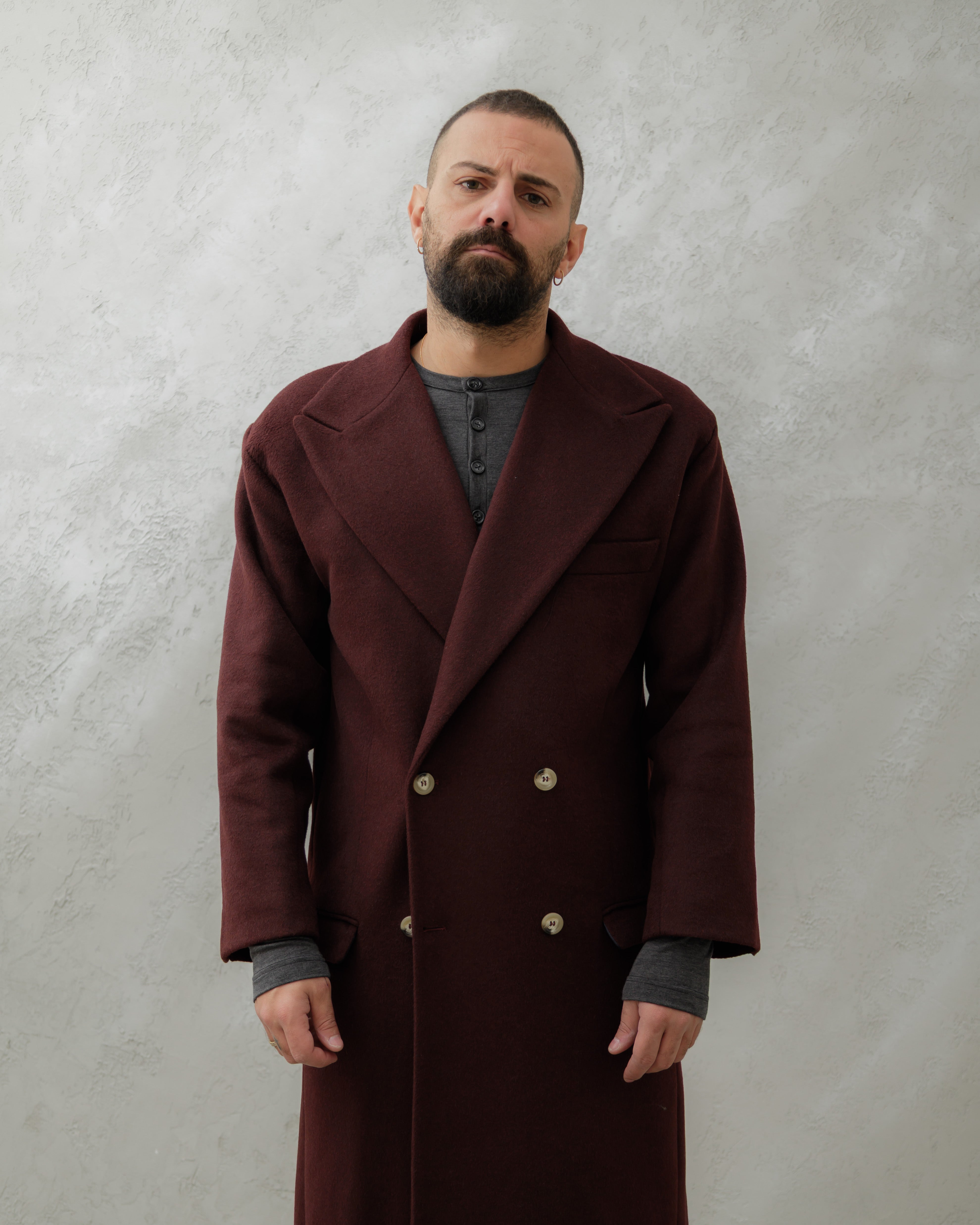 CAPPOTTO IN LANA BORDEAUX