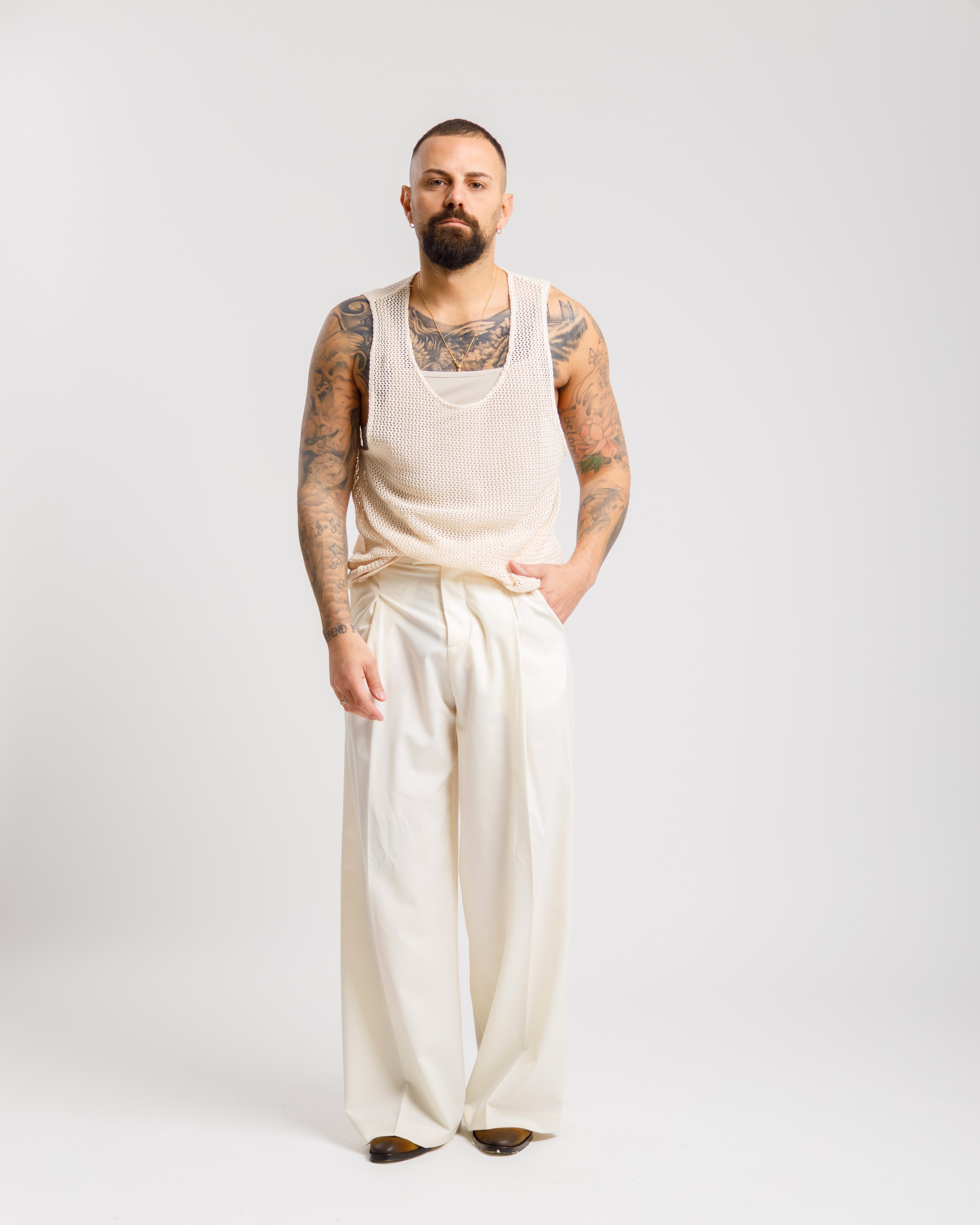 Canotta traforata - MSS609 CREMA