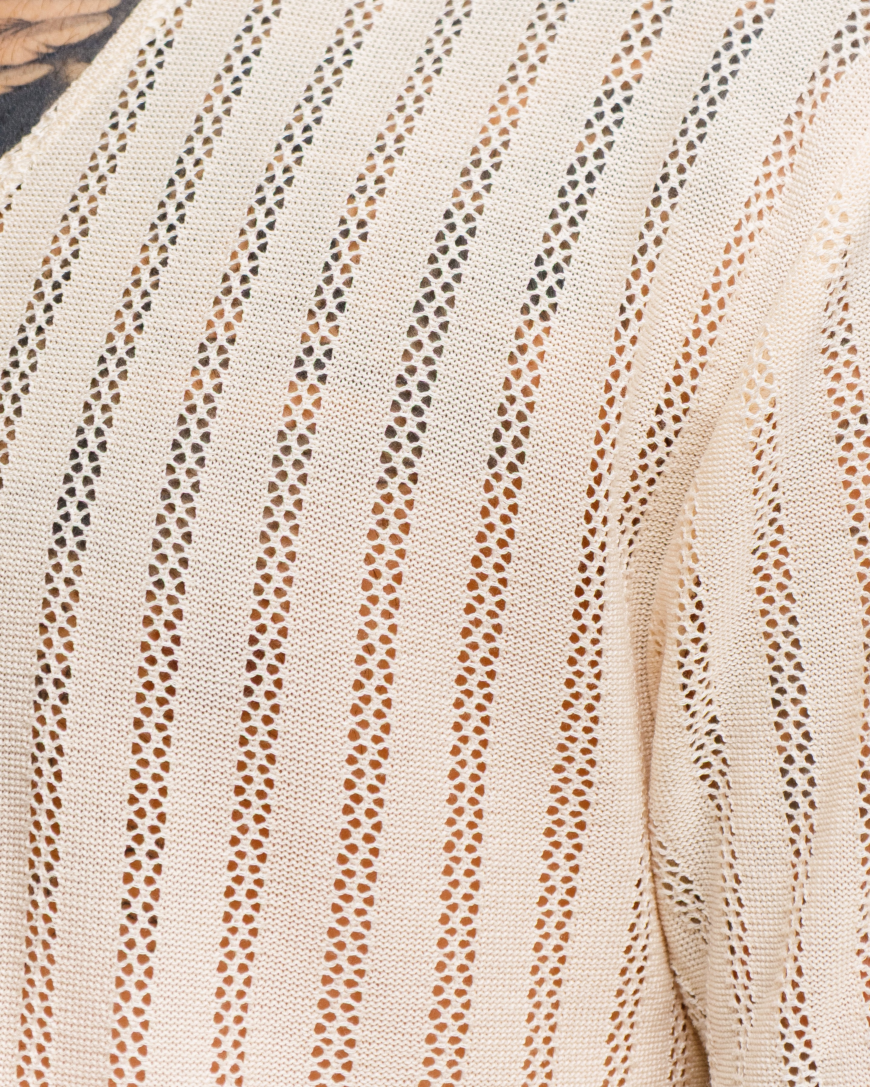 Maglia Scollo a V traforata - MASS607 PANNA