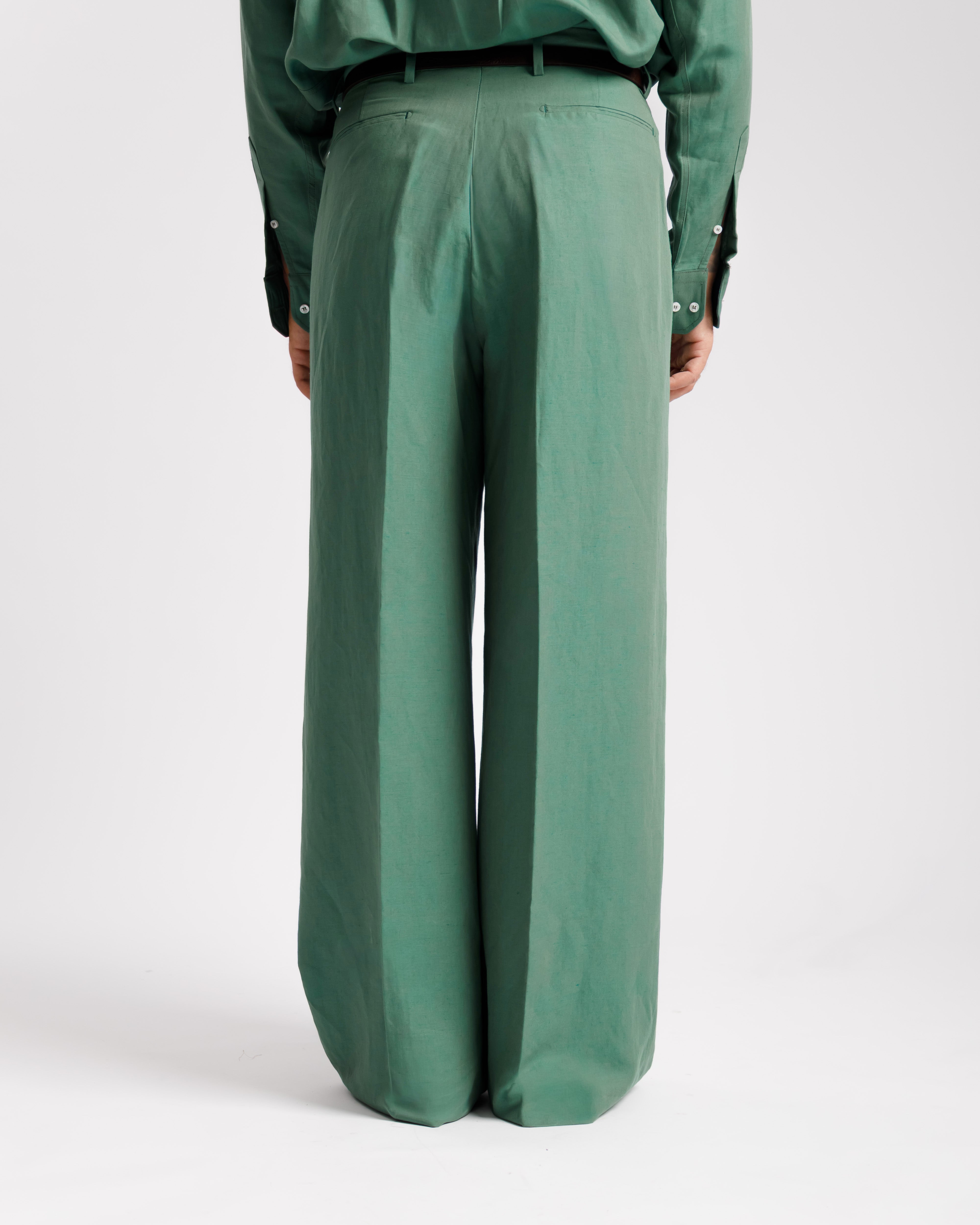 Pantaloni Wide Fit in lino - Ma1031 verde fortesta