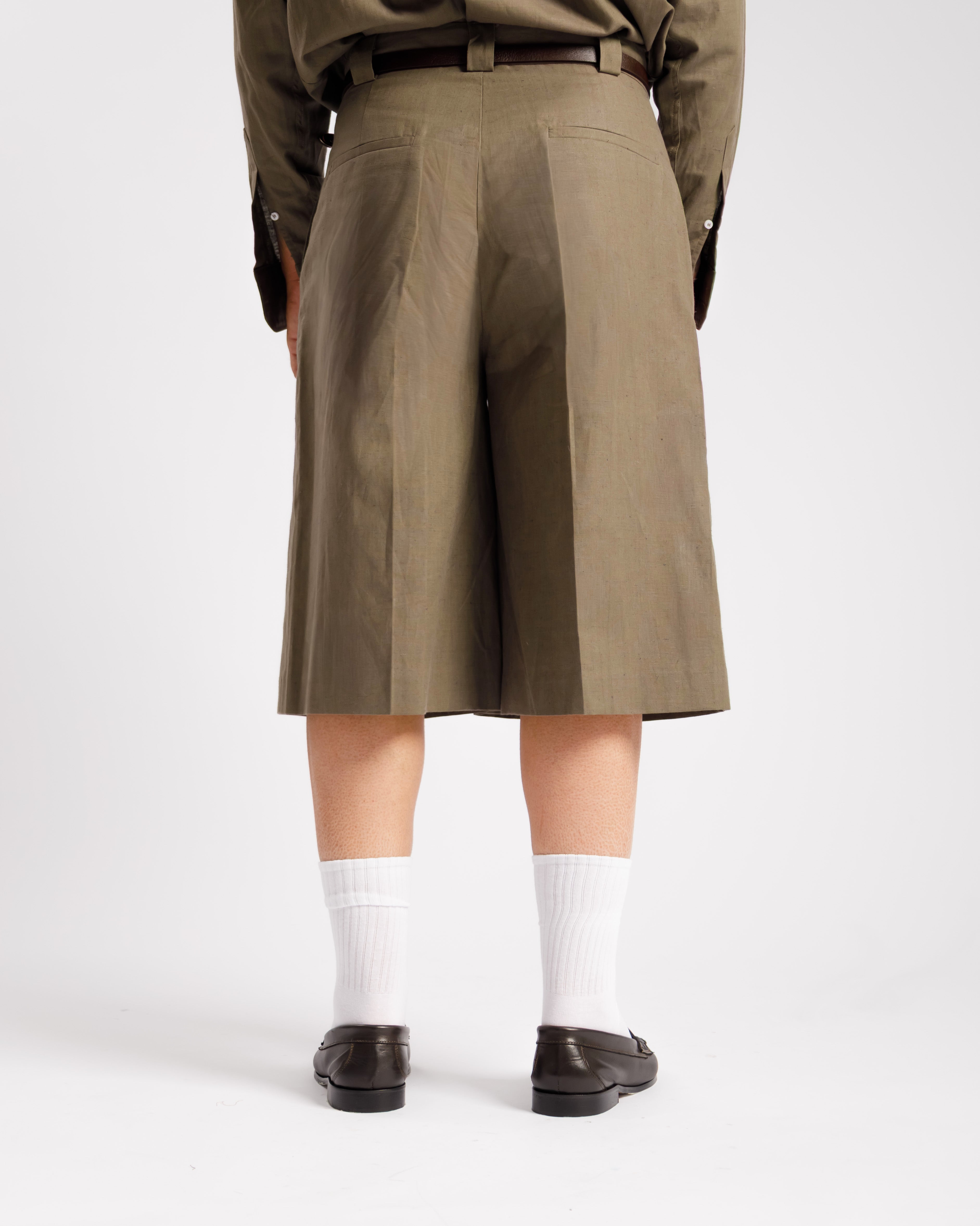 Bermuda in lino - Ma10388 verde militare