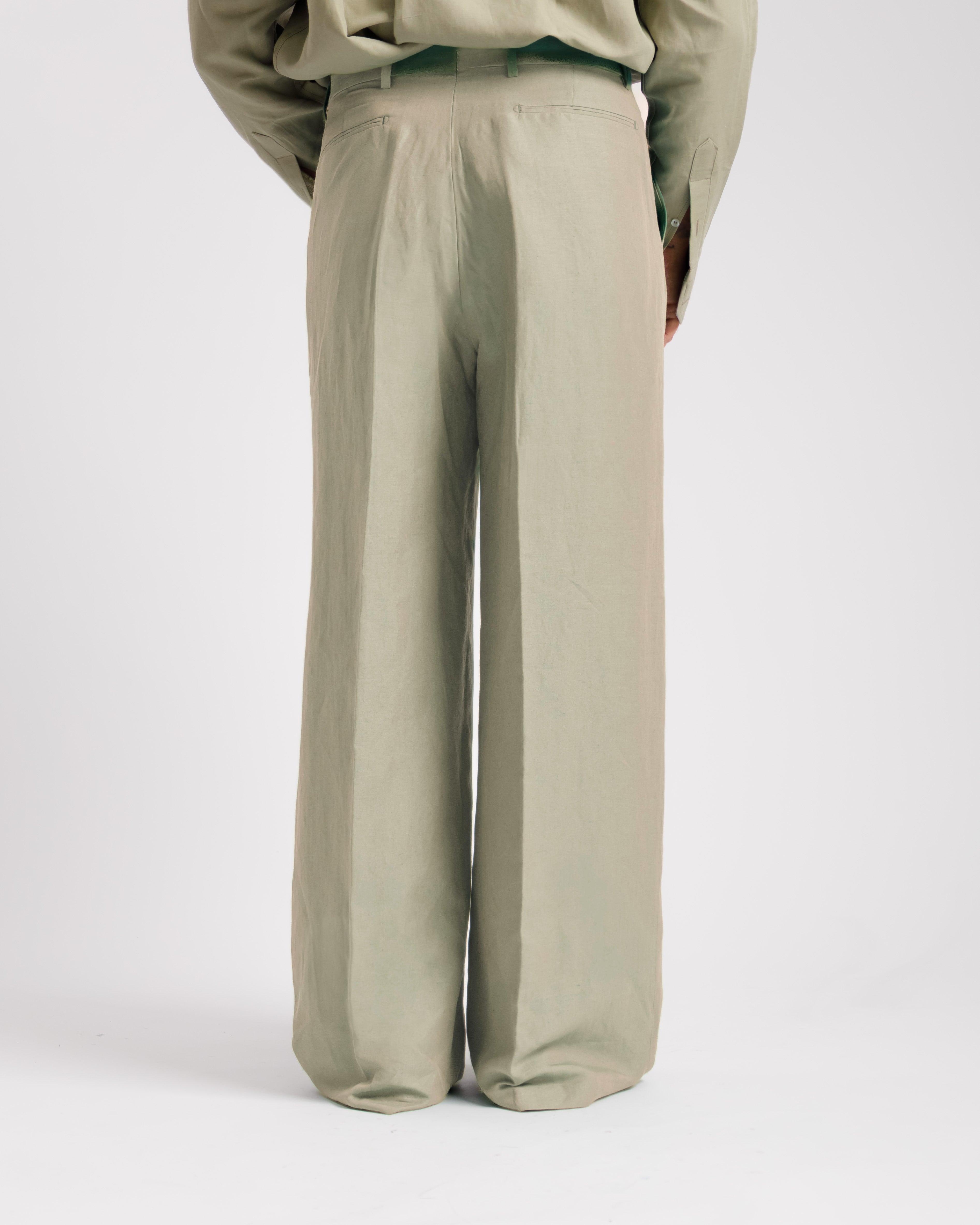 Pantaloni Wide Fit in lino - Ma1031 salvia