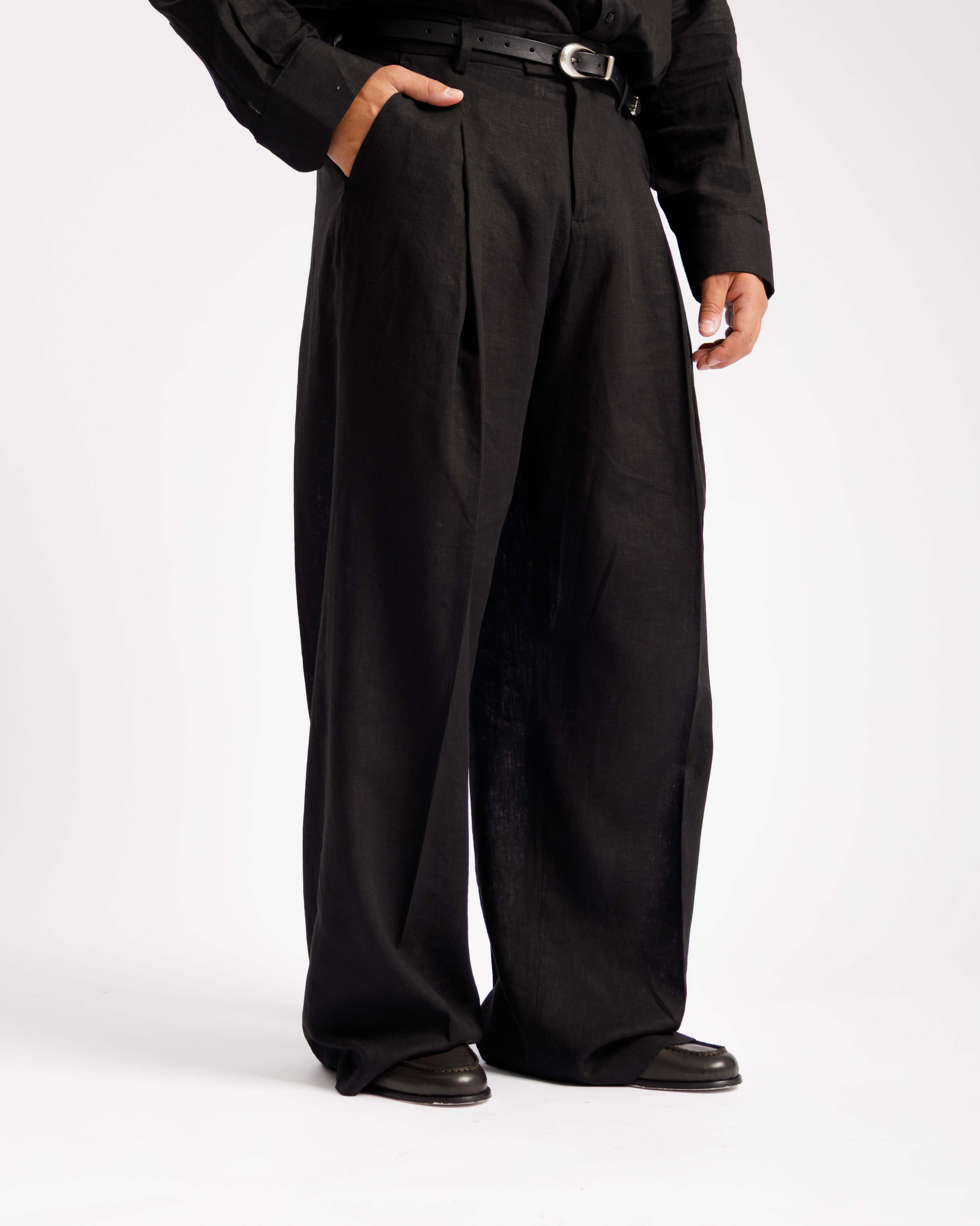 Pantaloni Wide Fit in lino - Ma1031 nero
